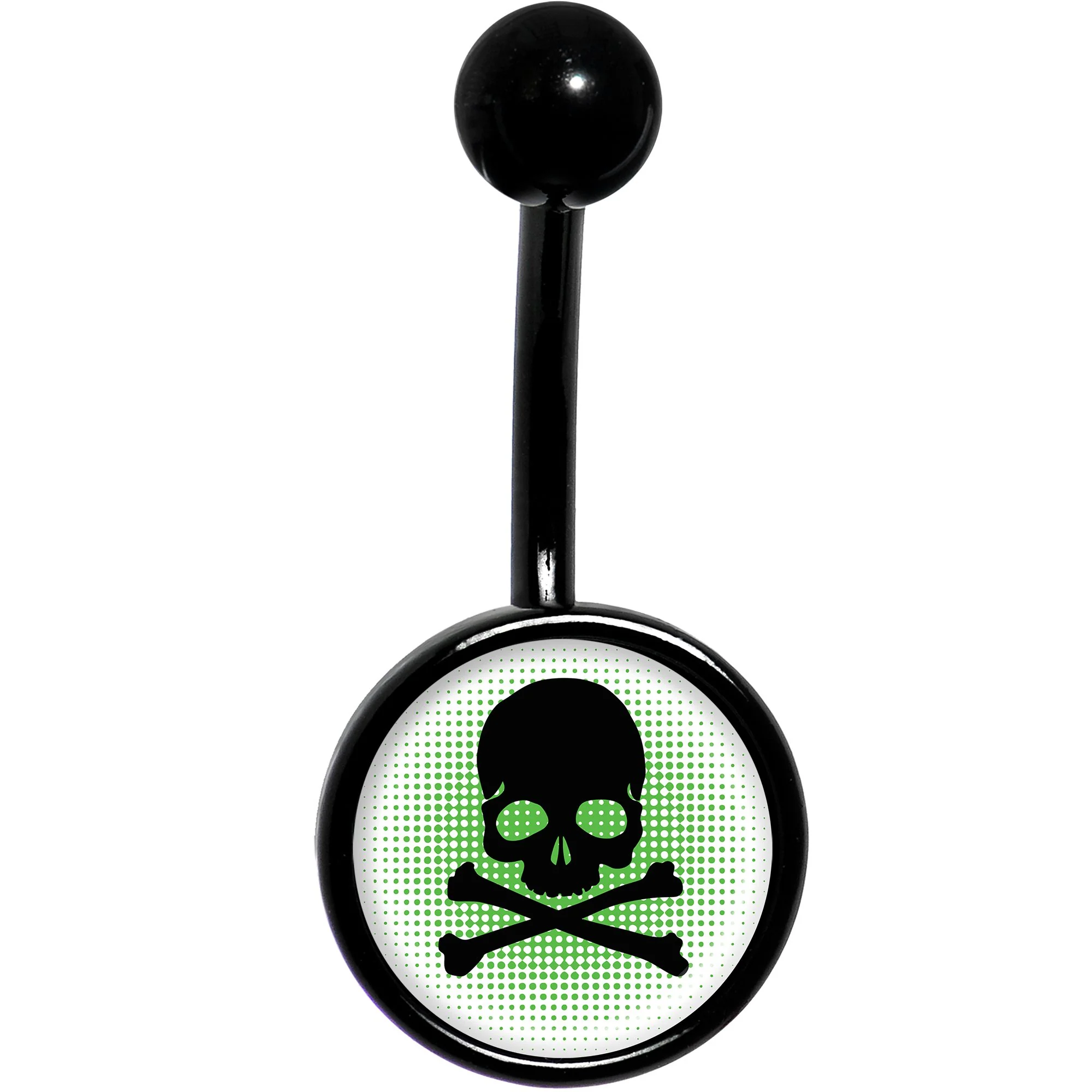 Green Black Skull Black Belly Ring - Image 2