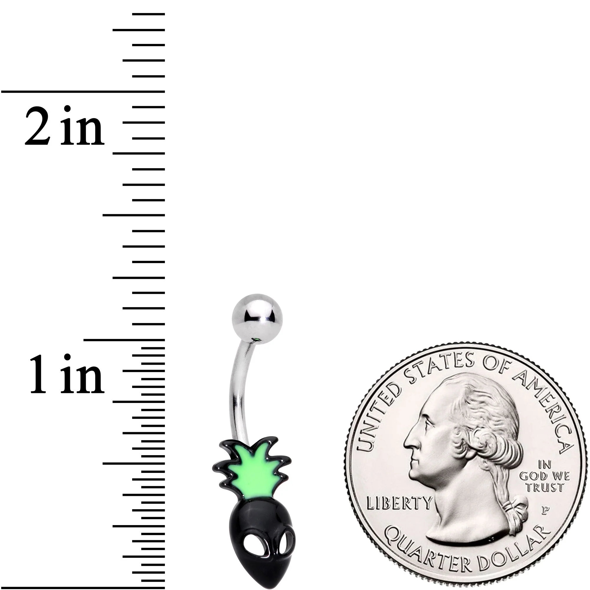 Green Black Sneaky Pineapple Alien Belly Ring - Image 2
