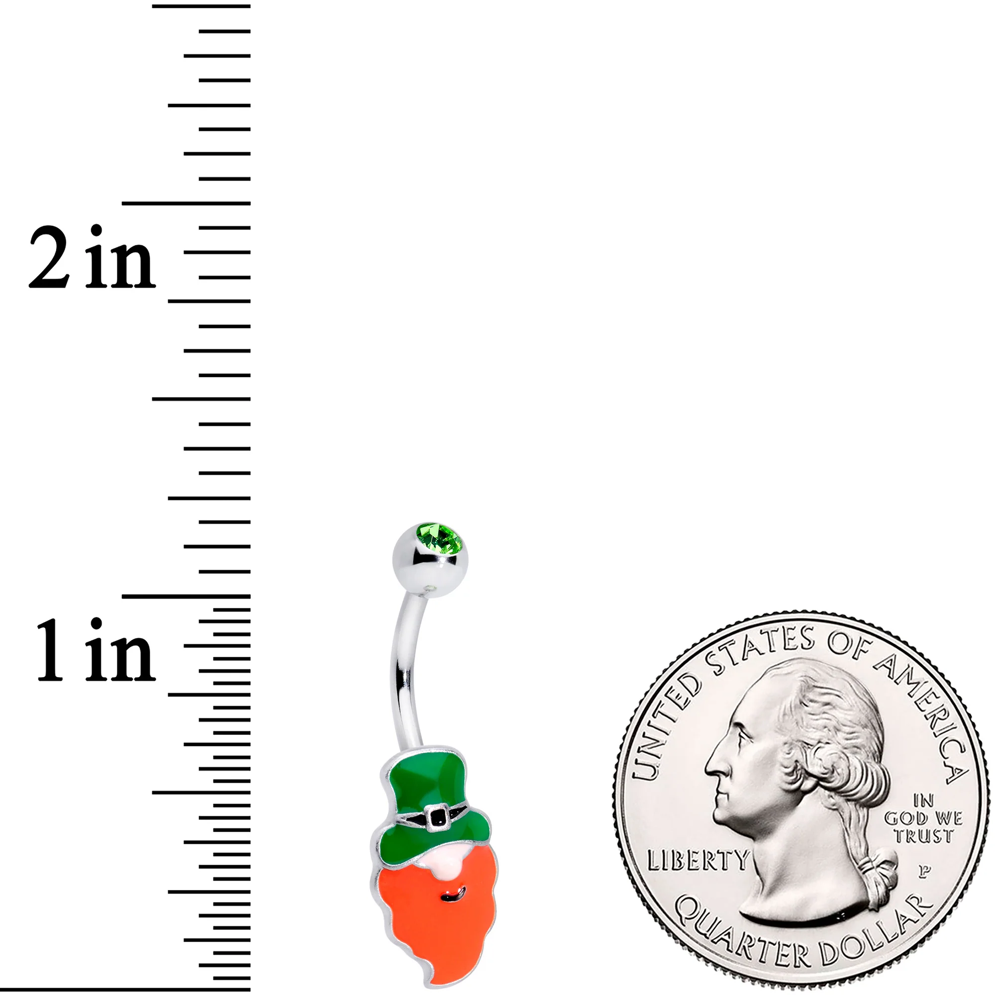 Green Clear Gem Leprechaun St Patricks Day Belly Ring Set of 3 - Image 3