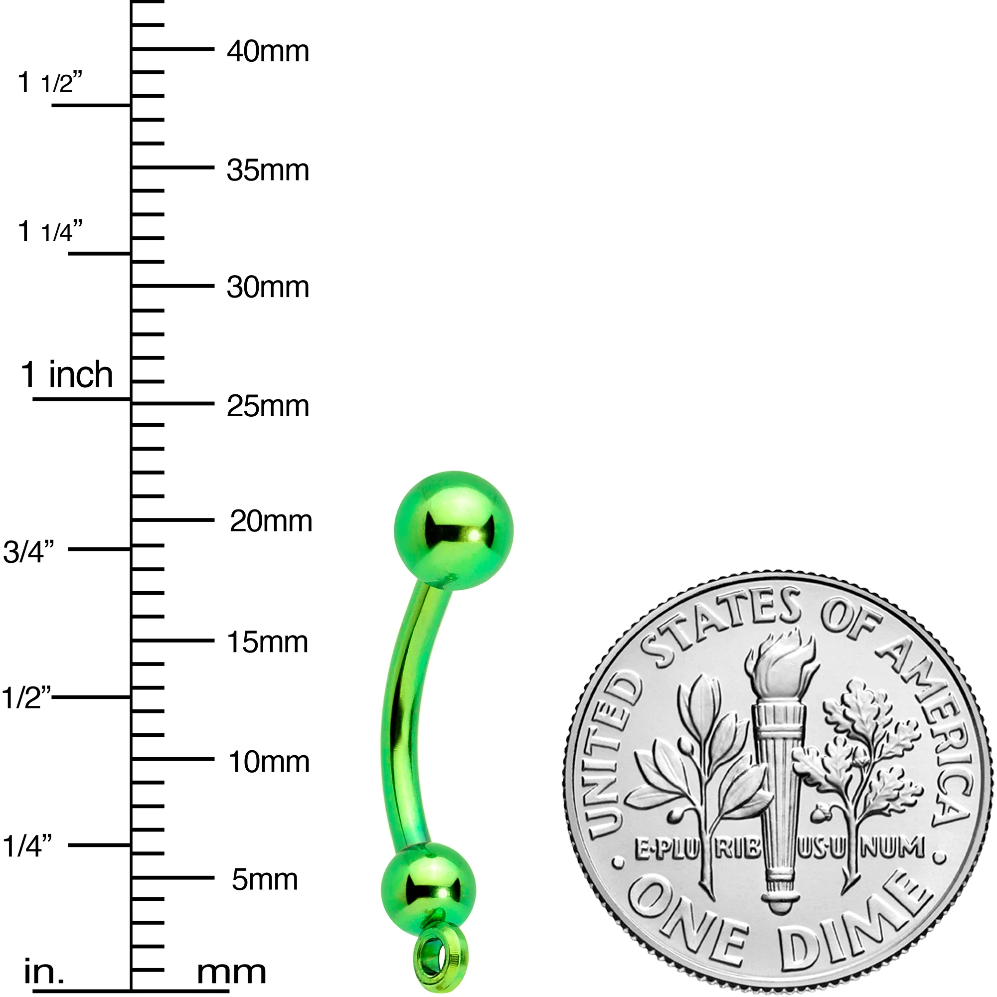 Green Electroplated Titanium Add On Charm Dangle Belly Ring - Image 2