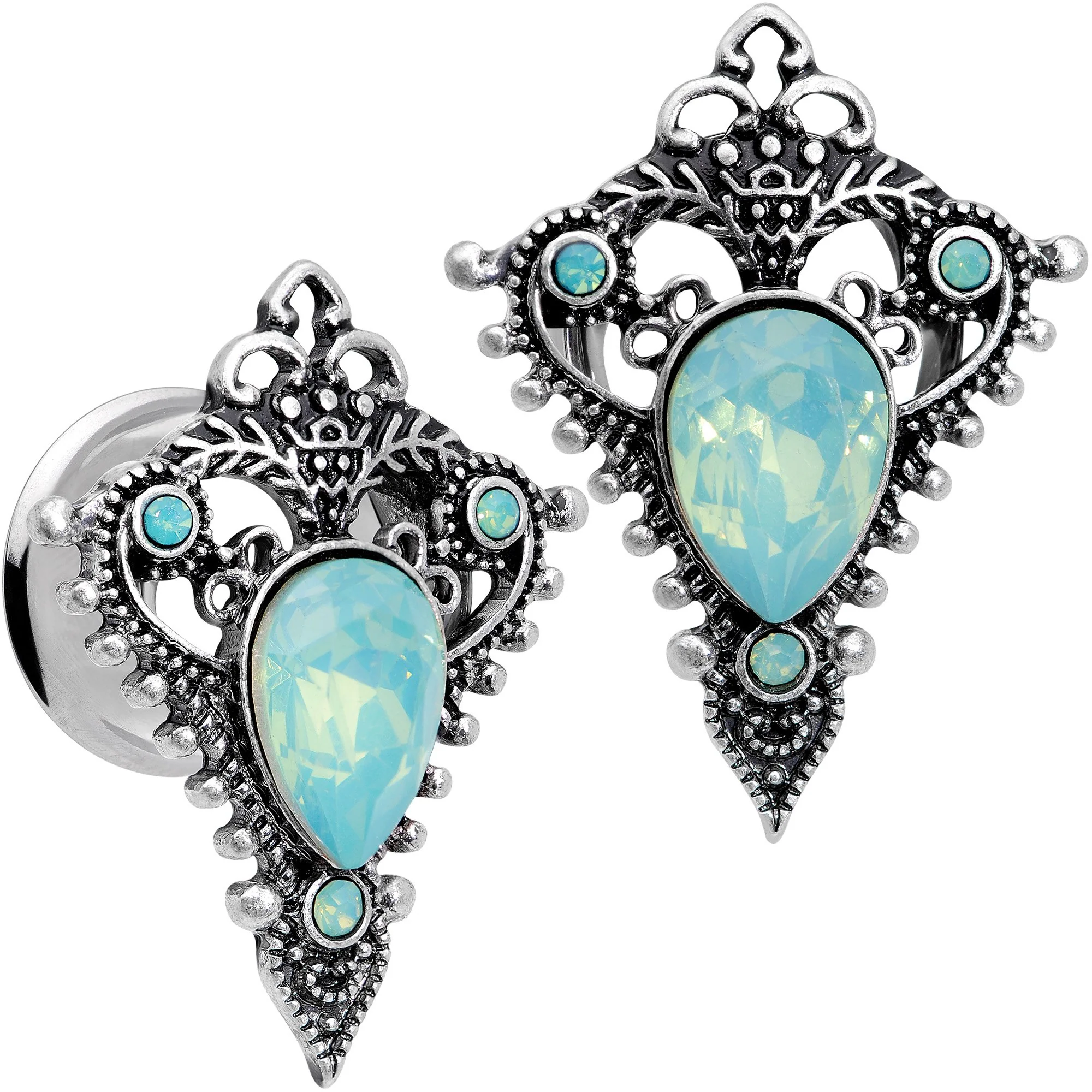 Green Gem Fleur De Lis Double Flare Plug Set Sizes 6mm to 16mm - Image 2