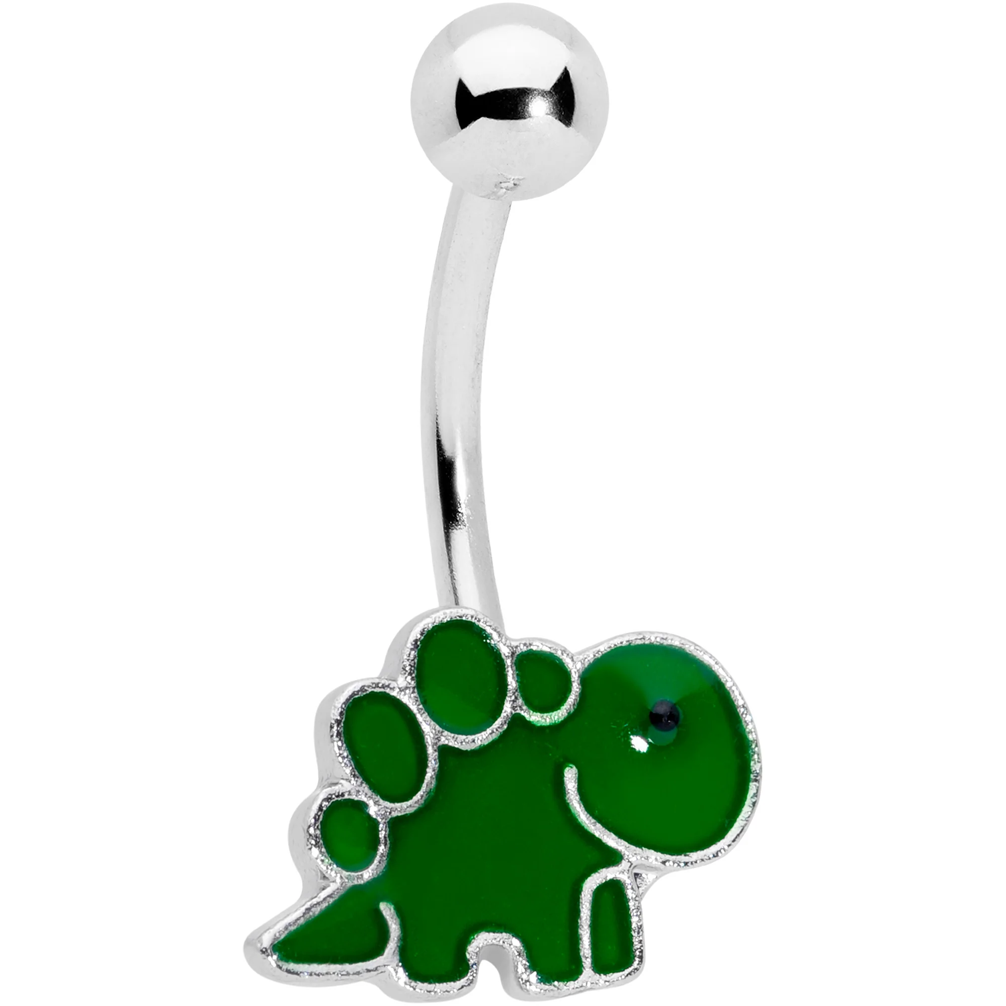 Green Gem UV Glow Color Swirl Dinosaur Belly Ring Set of 4 - Image 3