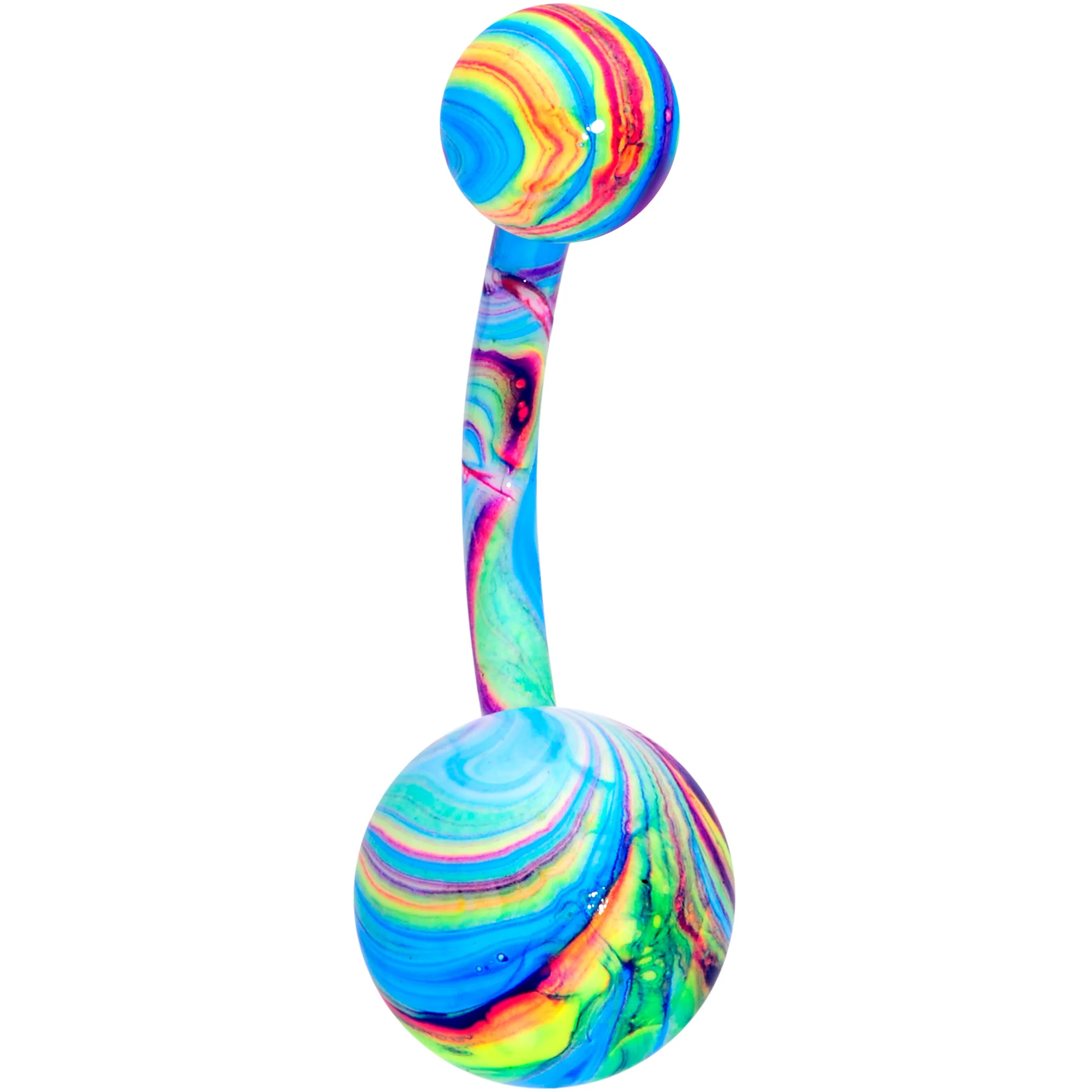 Green Gem UV Glow Color Swirl Dinosaur Belly Ring Set of 4 - Image 5