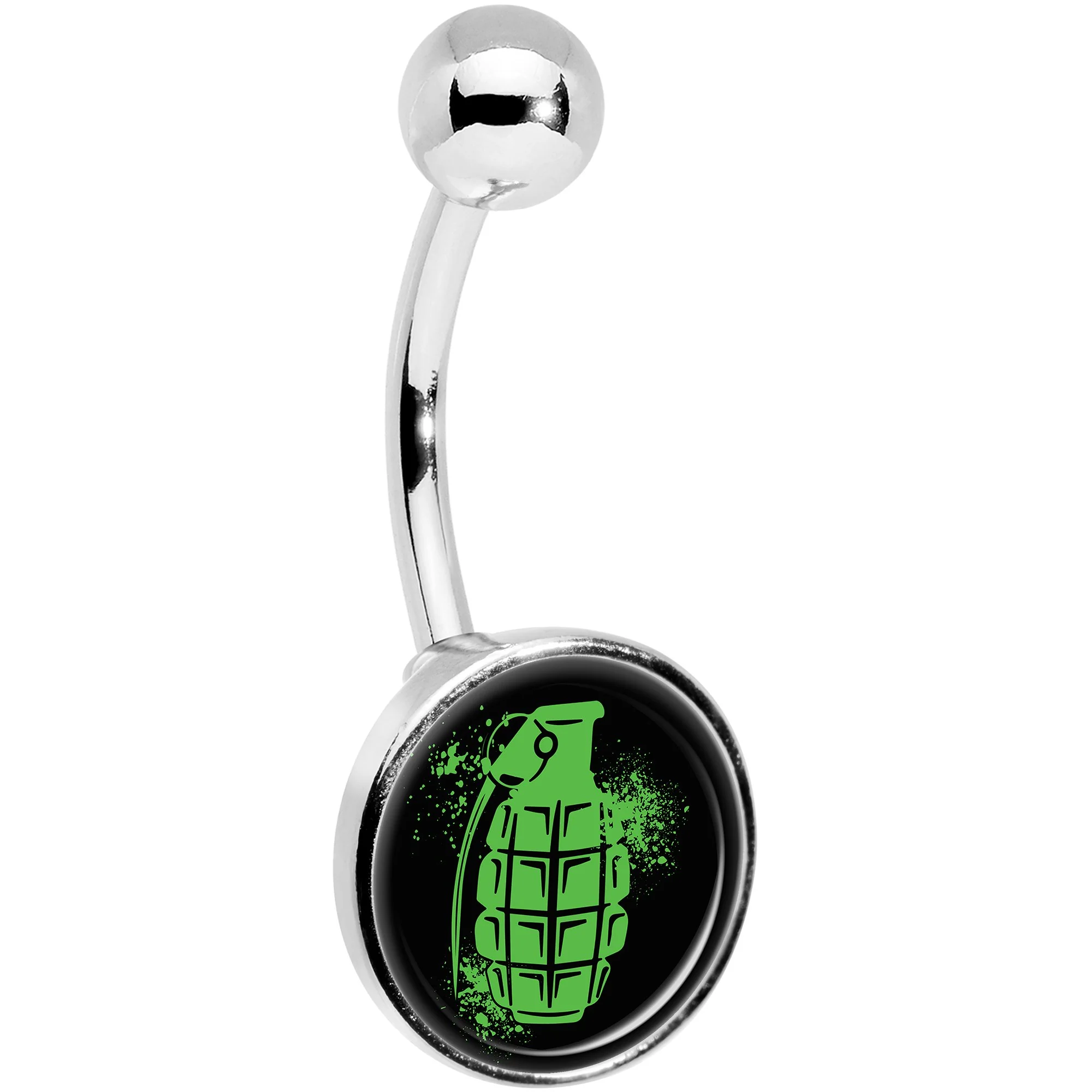 Green Grenade Belly Ring - Image 3