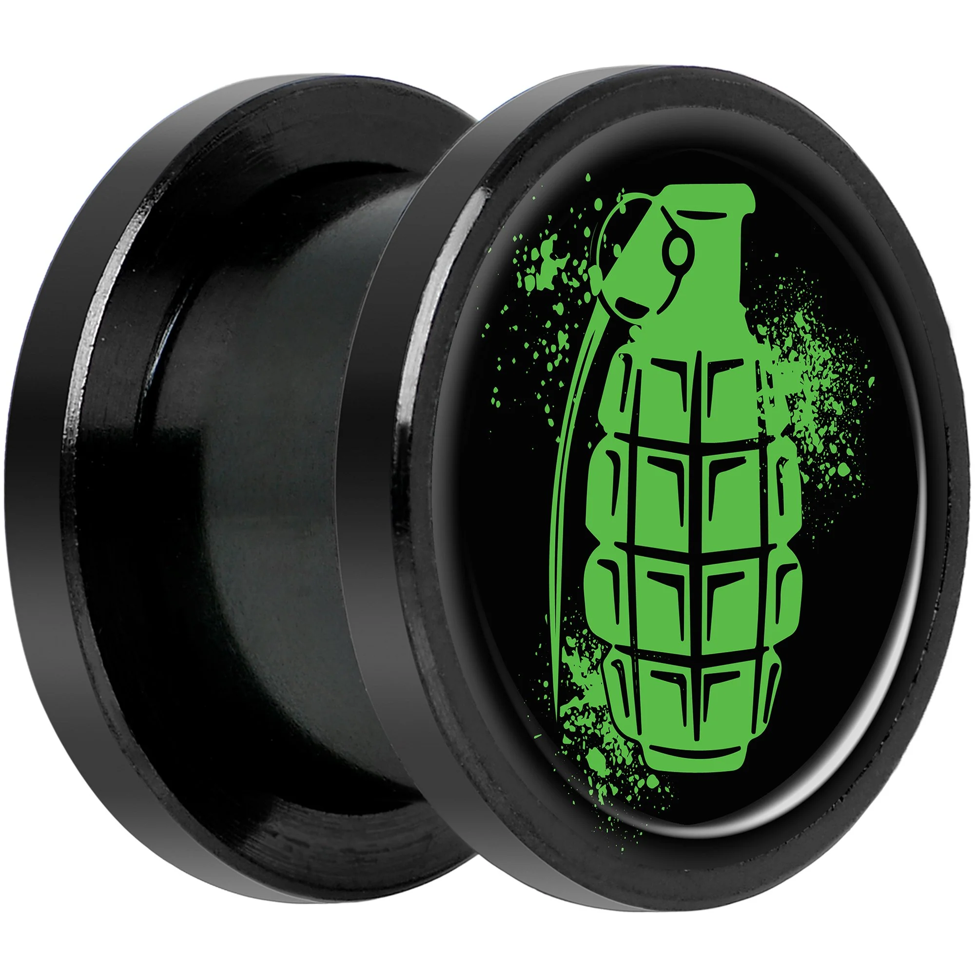 Green Grenade Black Anodized Screw Fit Plug Set 1/2 - Image 2