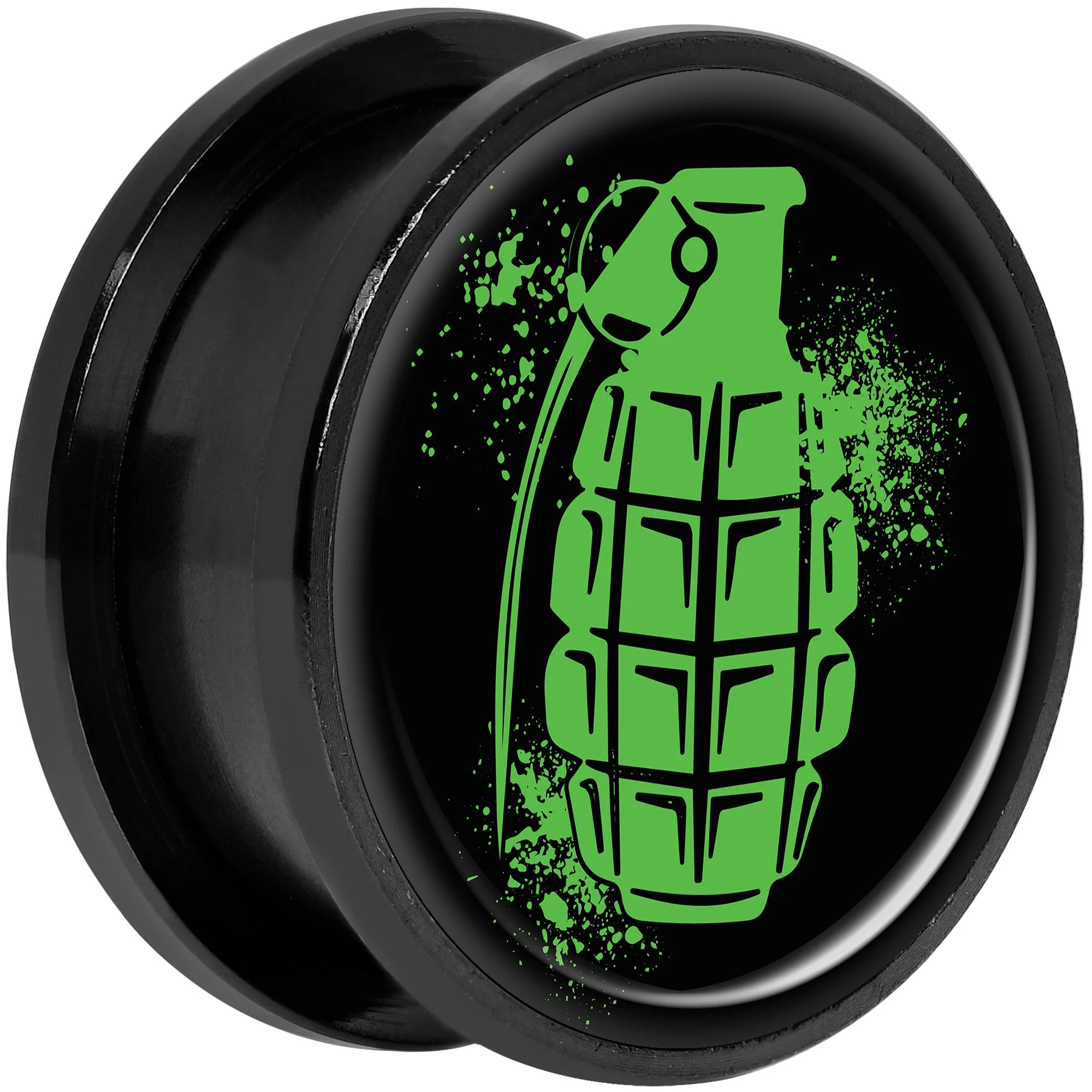 Green Grenade Black Anodized Screw Fit Plug Set 20mm - Image 2