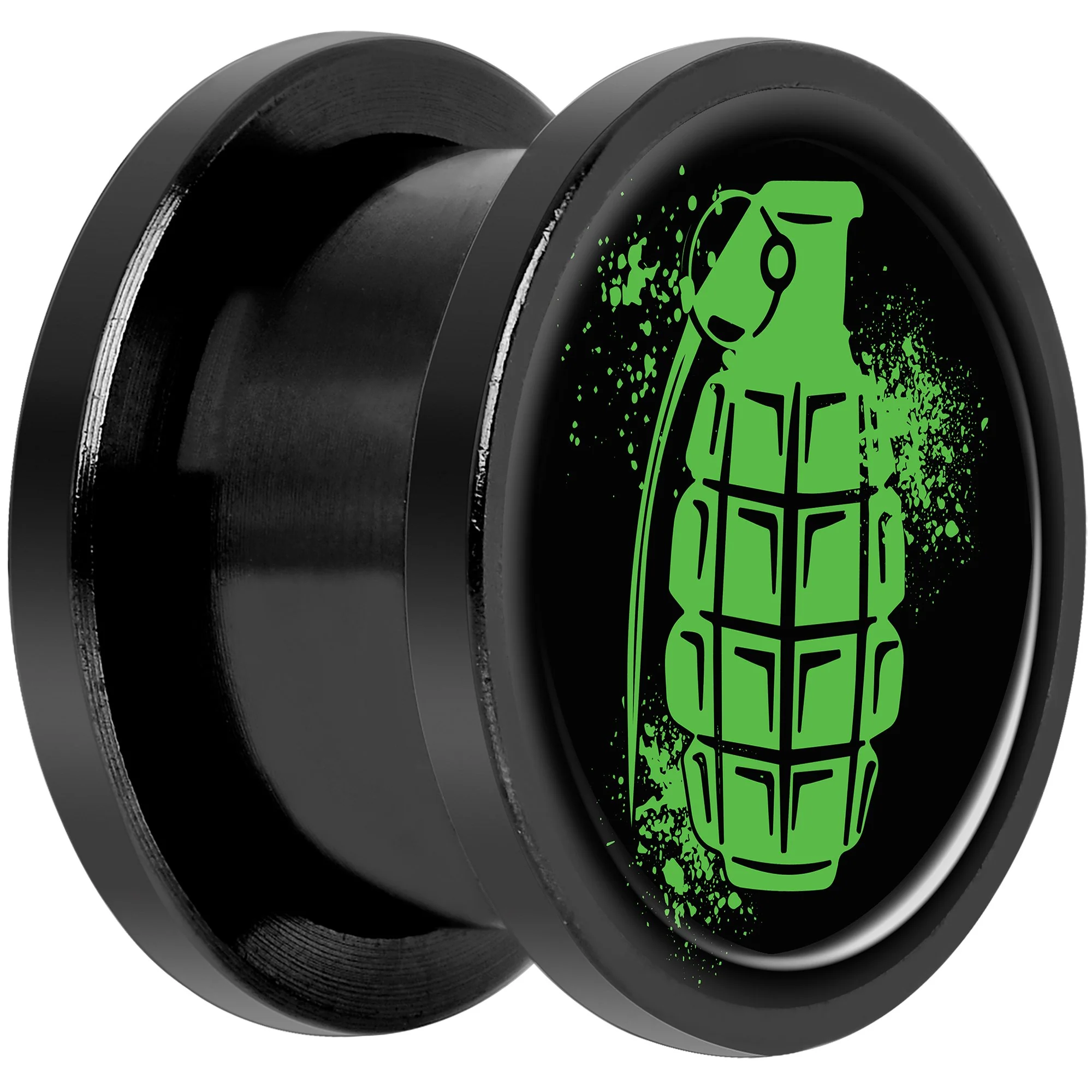 Green Grenade Black Anodized Screw Fit Plug Set 9/16 - Image 2
