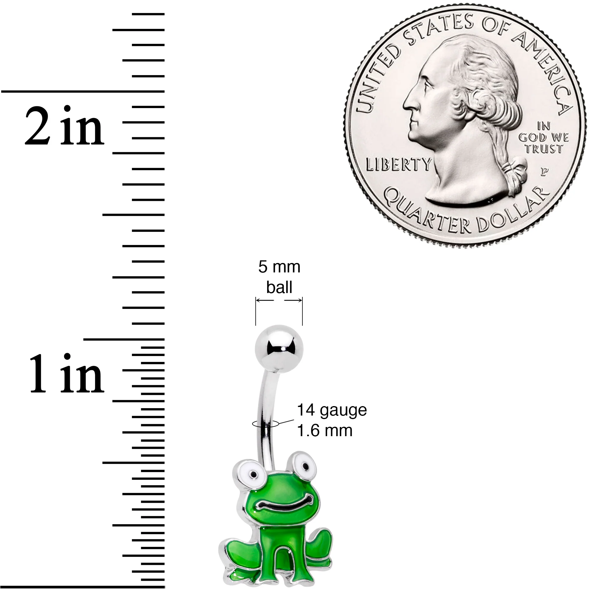 Green Happy Frog Belly Ring - Image 2