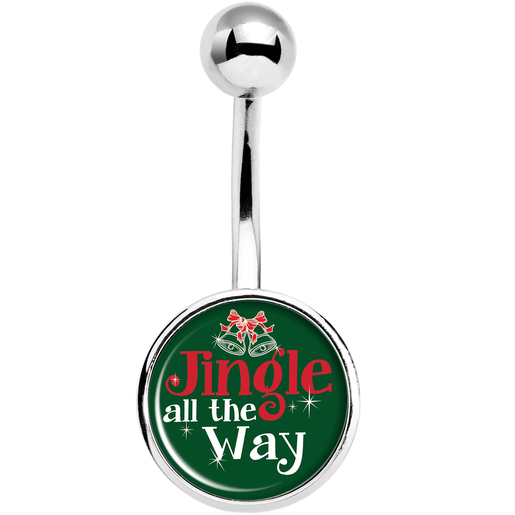 Green Jingle All the Way Belly Ring - Image 2