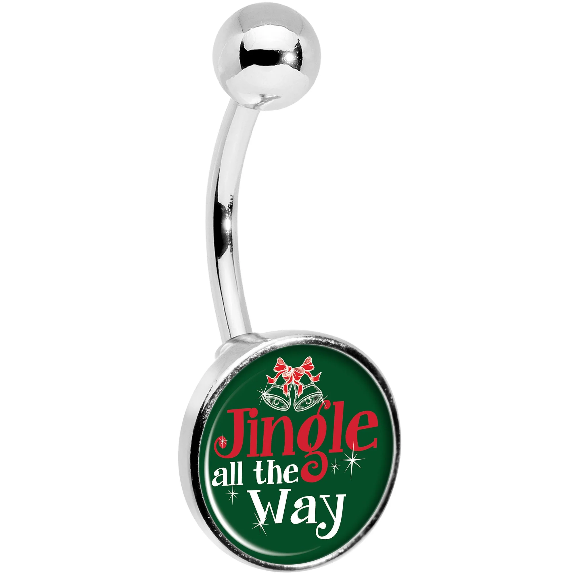 Green Jingle All the Way Belly Ring - Image 3