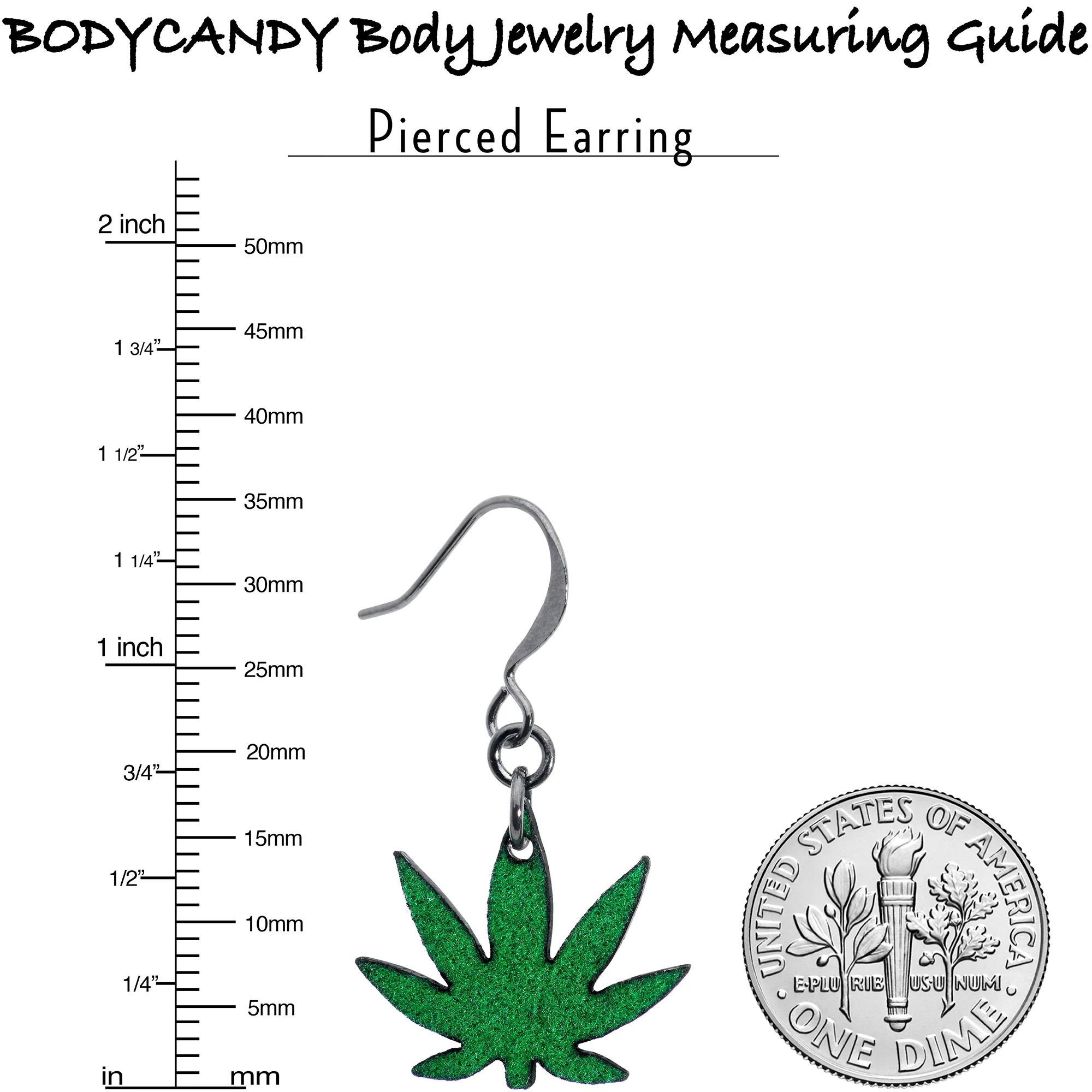 Green Marijuana Pot Leaf Dangle Earrings - Image 6