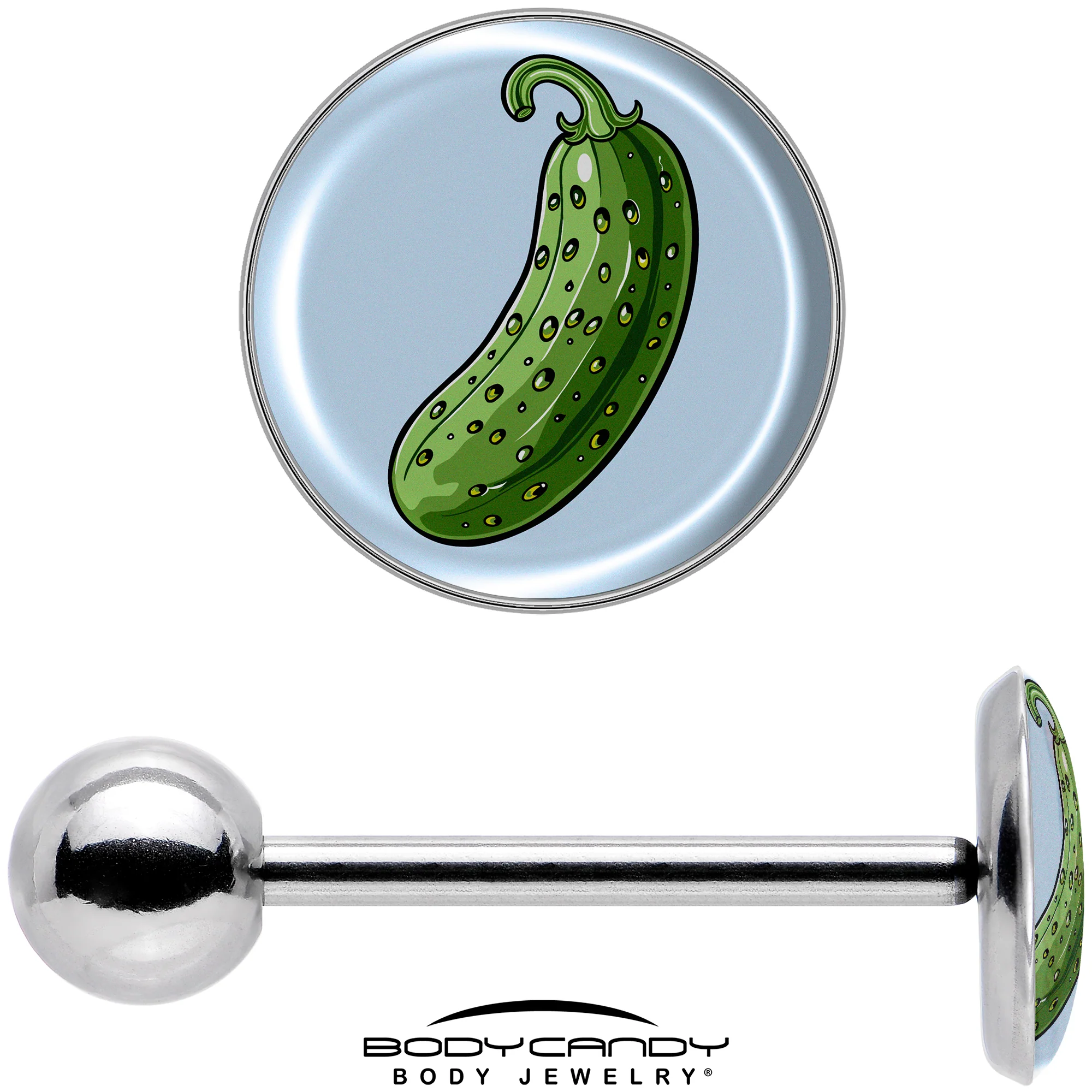 Green Pickle Barbell Tongue Ring by Onyx O - Image 7