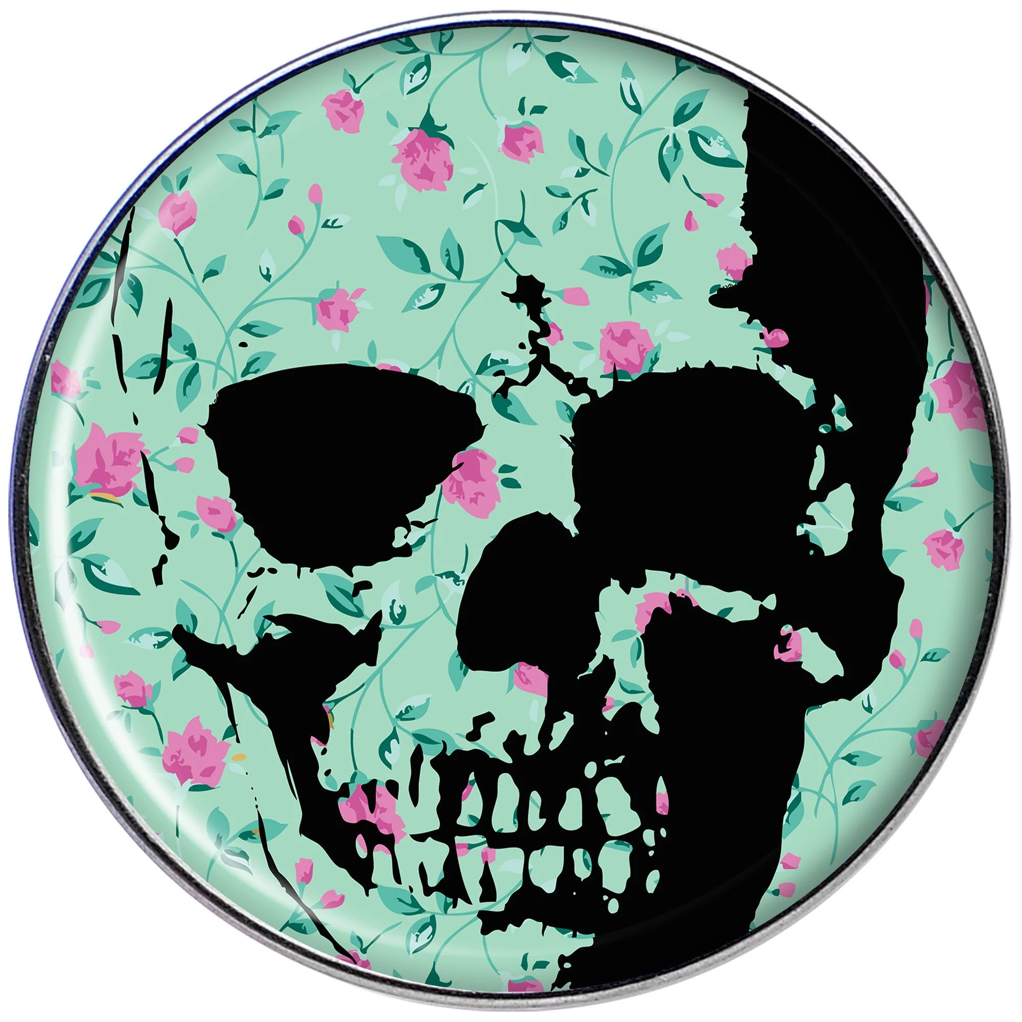 Green Pink Floral Skull Tragus Cartilage Earring - Image 2