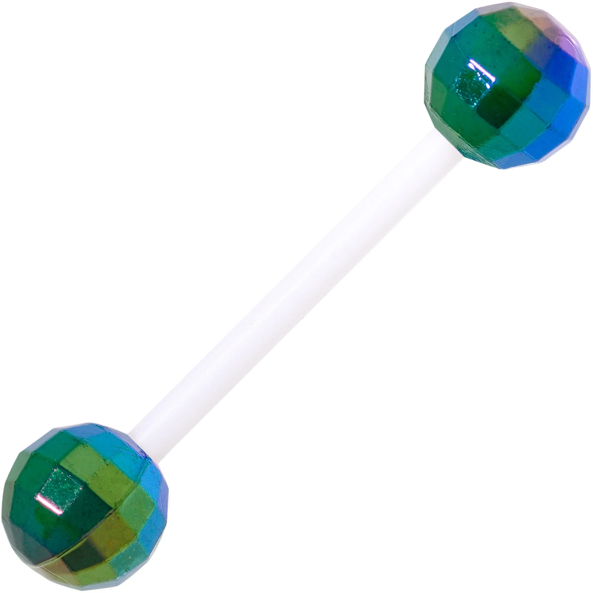 Green Purple Disco Ball Bioplast Barbell Tongue Ring Set of 4 - Image 5
