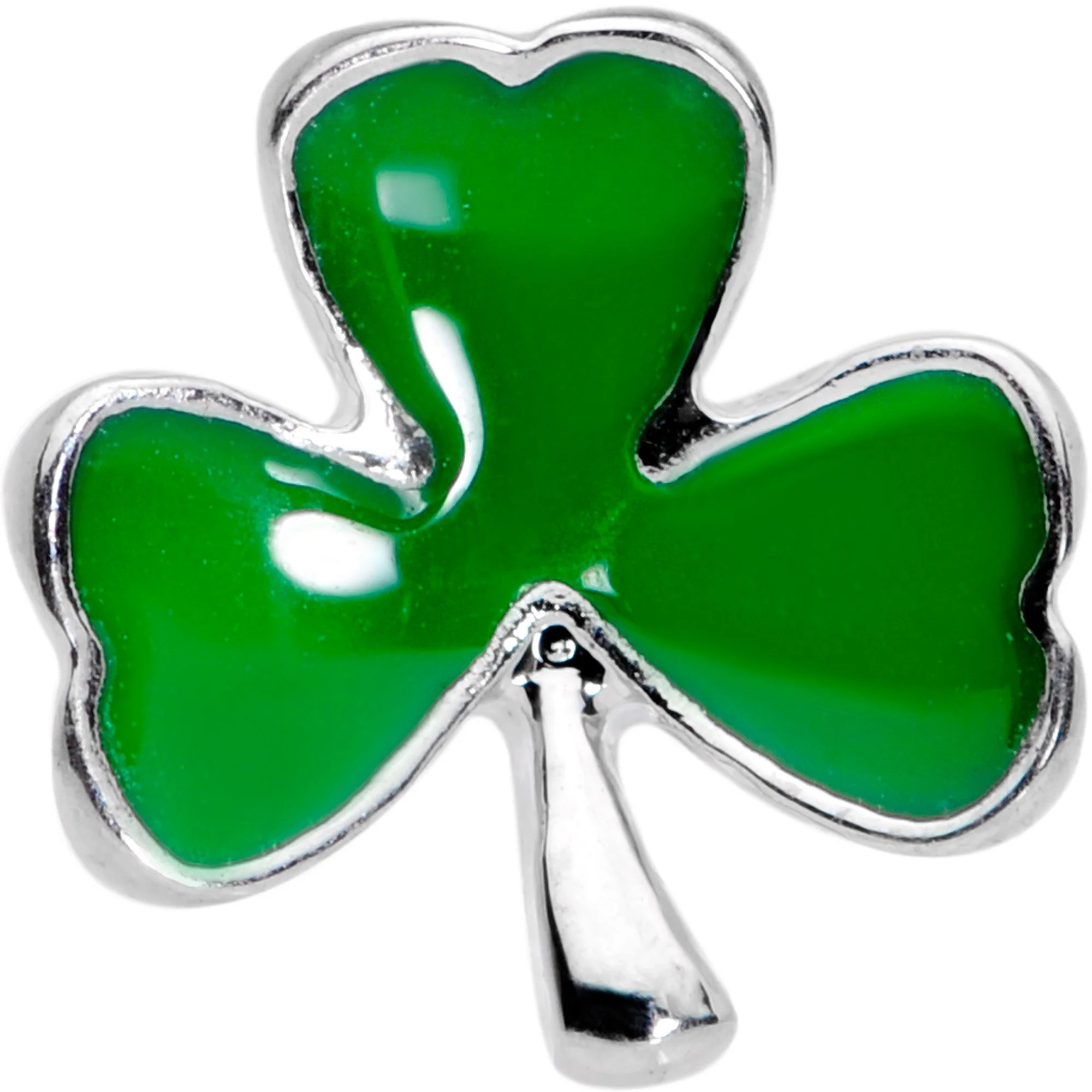 Green St Patricks Day Lucky Shamrock Barbell Tongue Ring - Image 2