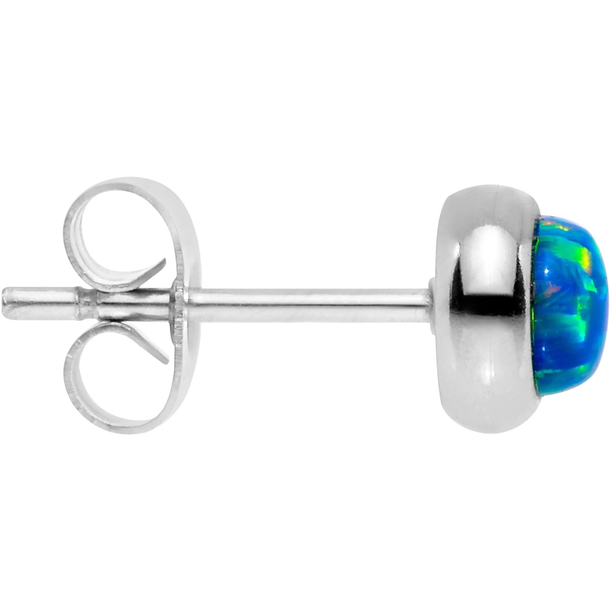 Green Synthetic Opal 316L Surgical Steel Stud Earrings - Image 3