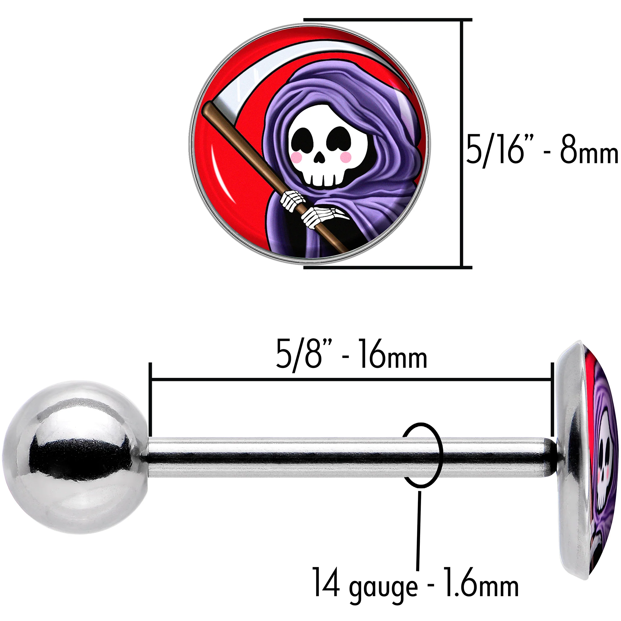 Grim Reaper Barbell Tongue Ring by Onyx O - Image 8