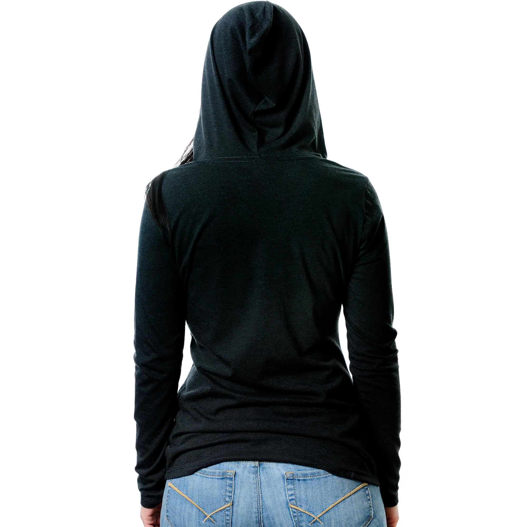 Halloween Glow in the Dark Ghost Boobies Tee Tapered Long Sleeve Hoodie - Image 9