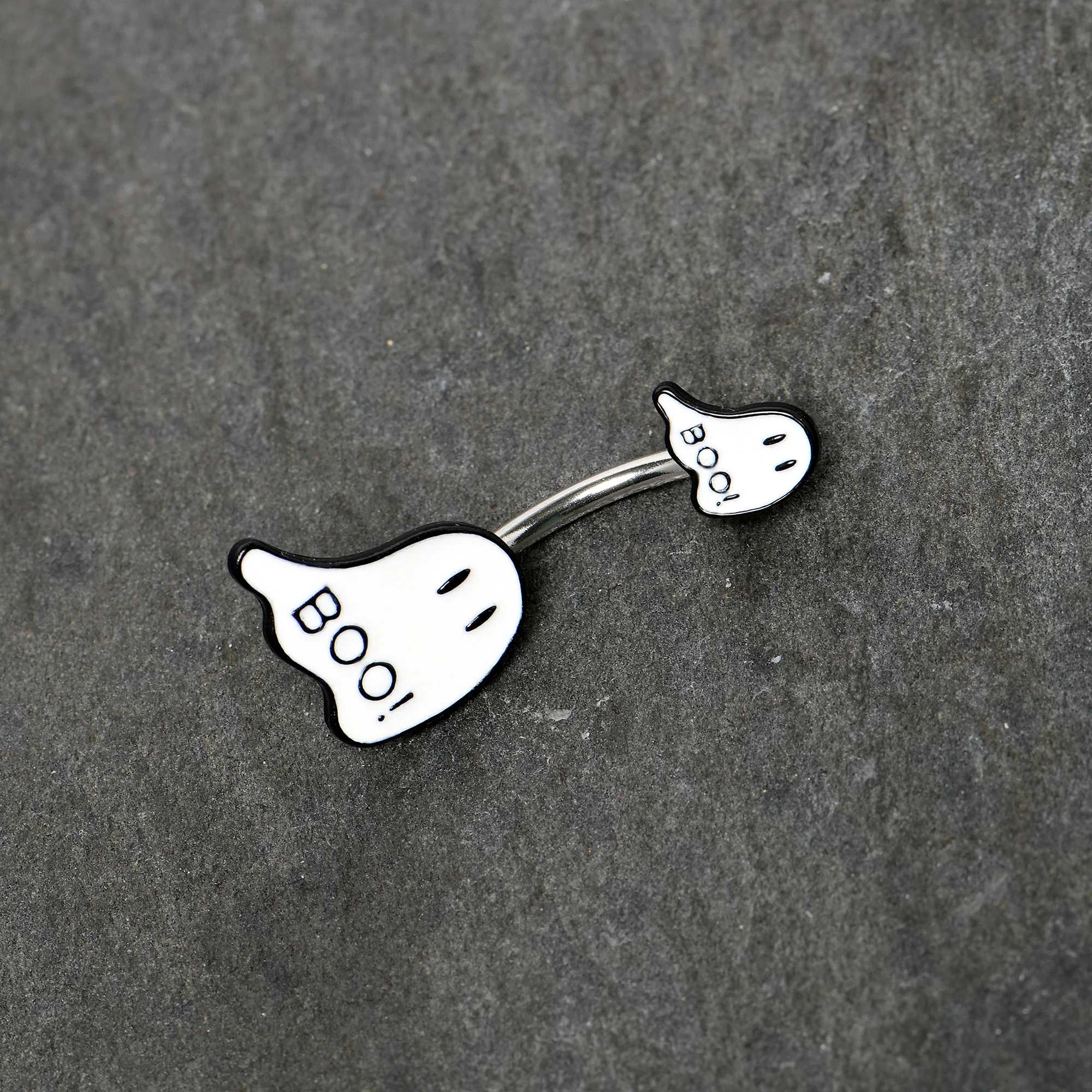 Halloween White Glow in the Dark Ghosts Double Mount Belly Ring - Image 5