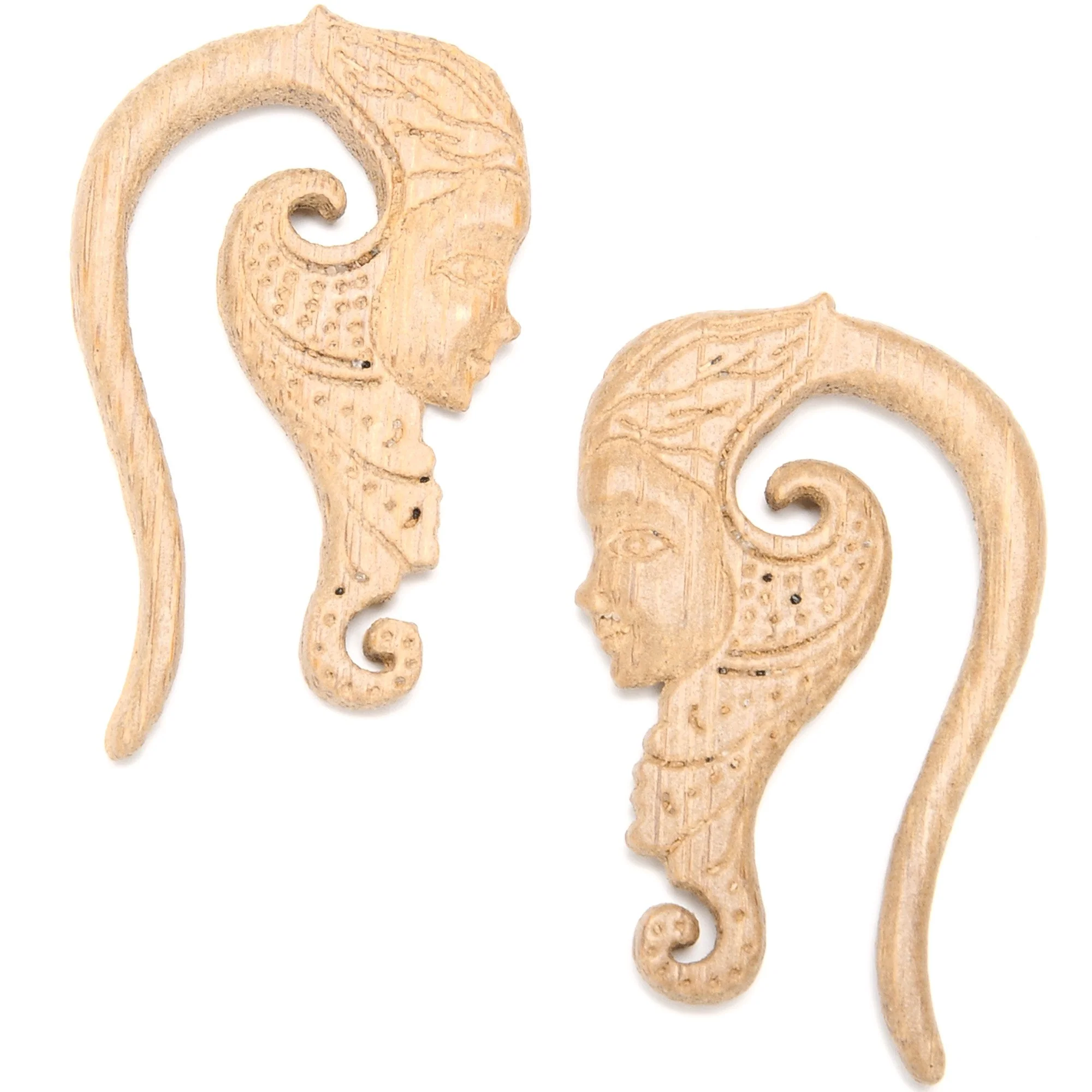 Hand Carved Wood Forest Nymph Hanger Plug Set 6mm to 18mm - Image 3