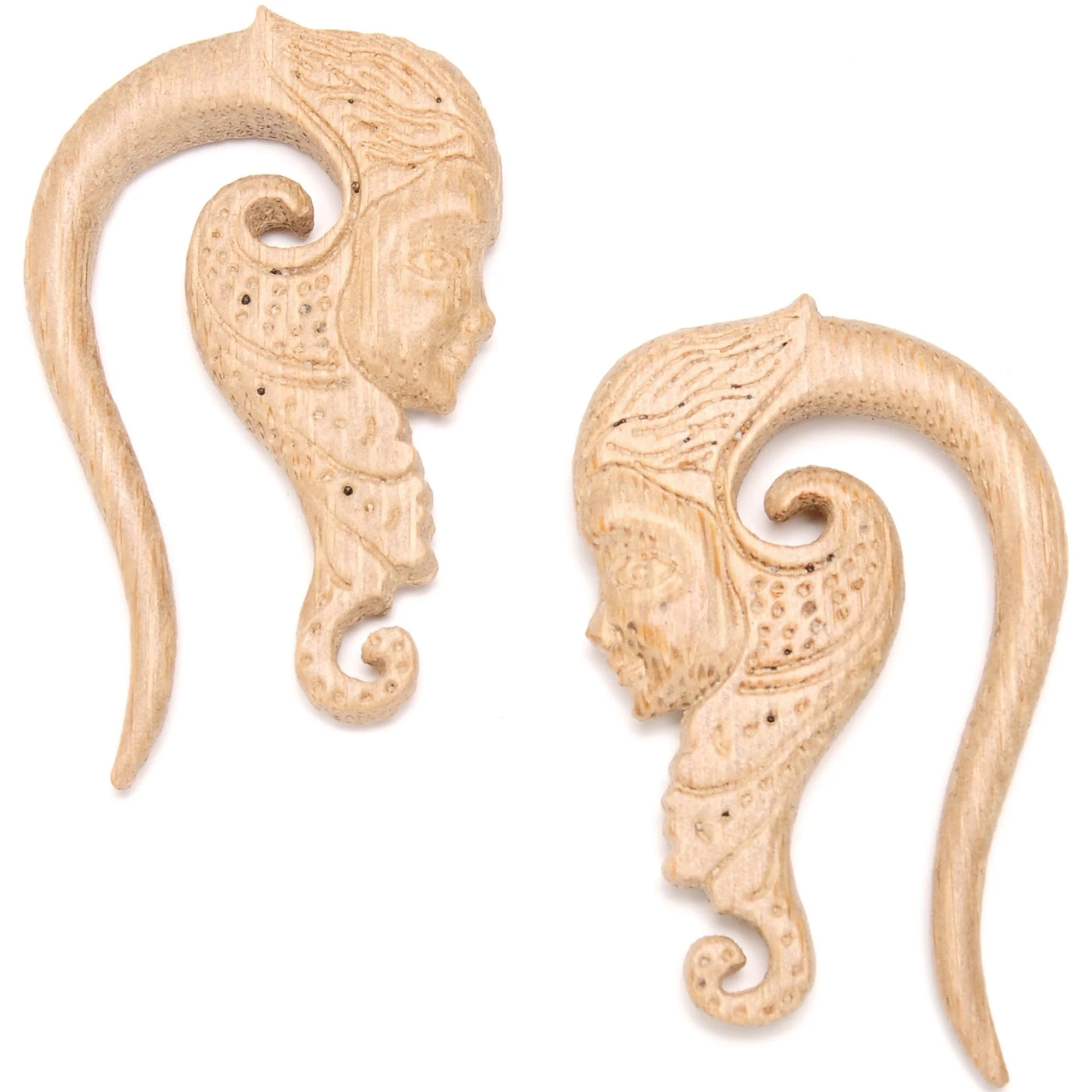 Hand Carved Wood Forest Nymph Hanger Plug Set 6mm to 18mm - Image 4