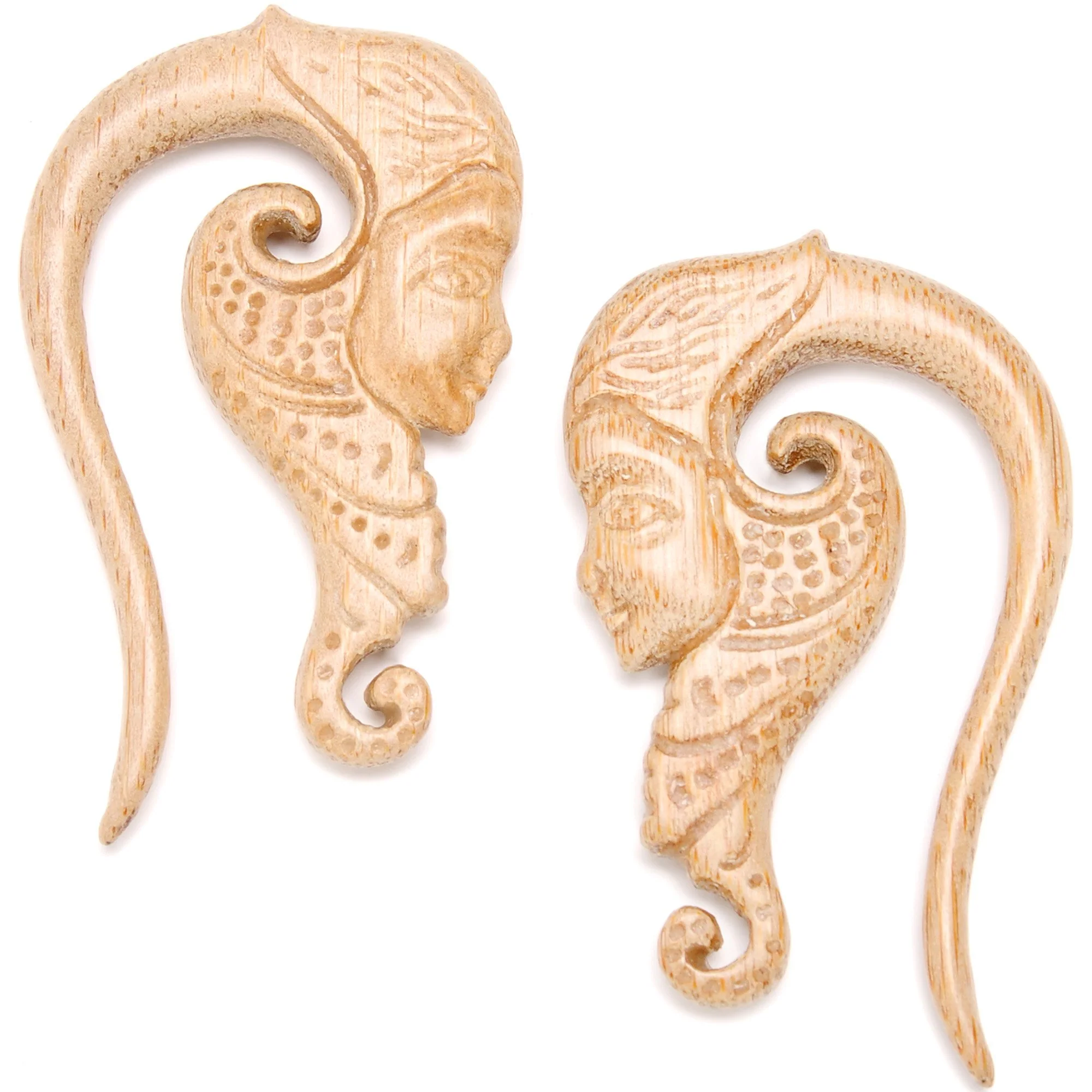 Hand Carved Wood Forest Nymph Hanger Plug Set 6mm to 18mm - Image 5