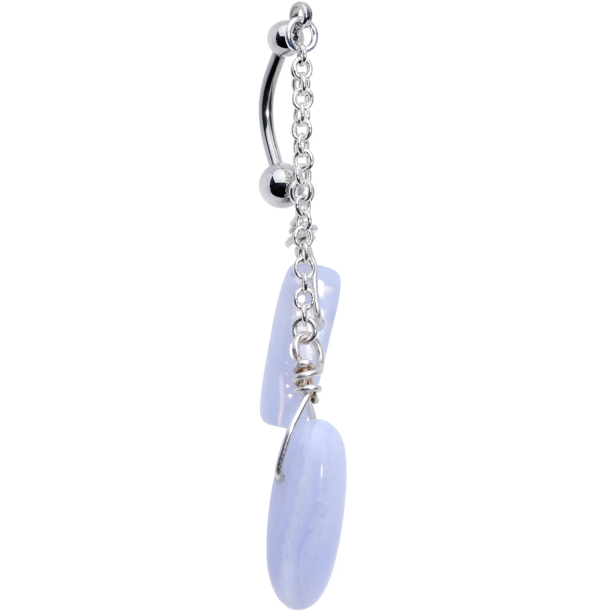 Handcrafted Blue Lace Agate Reversible Dangle Belly Ring - Image 2