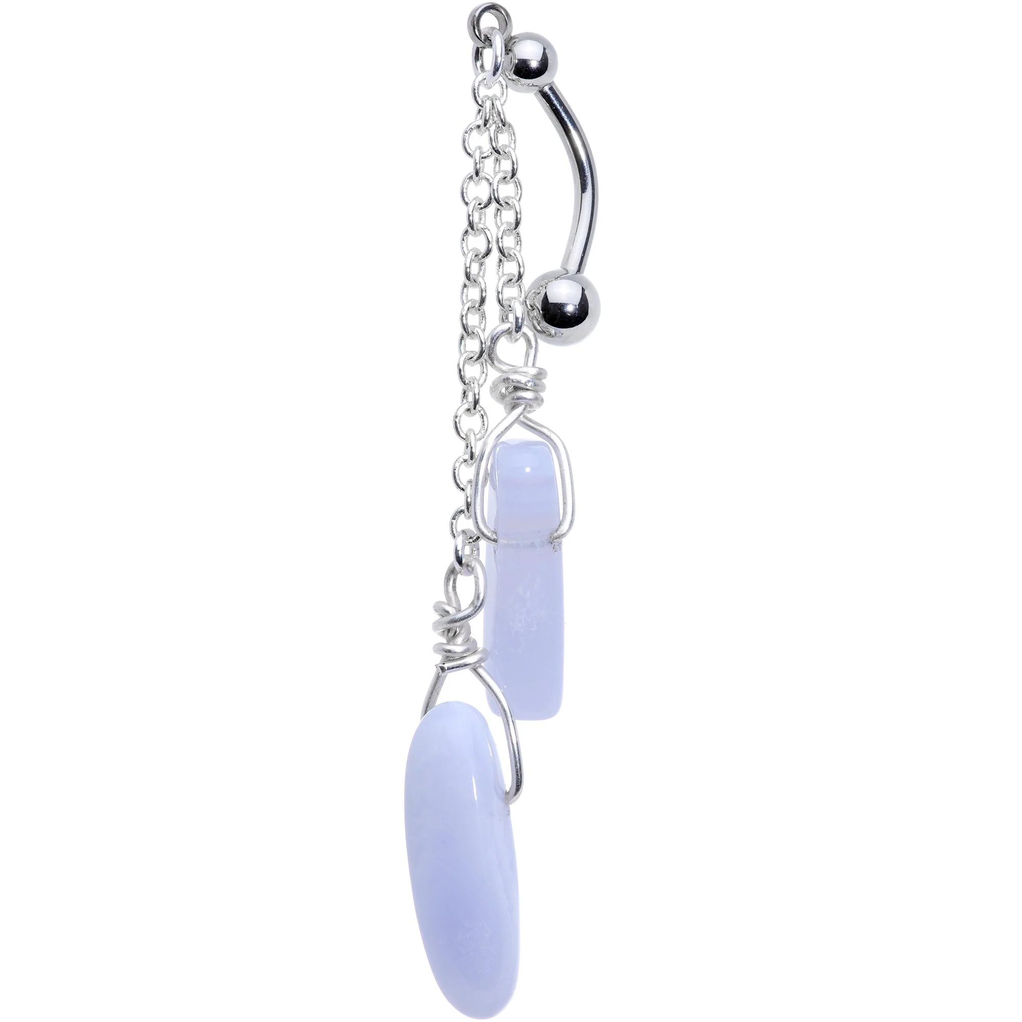 Handcrafted Blue Lace Agate Reversible Dangle Belly Ring - Image 3