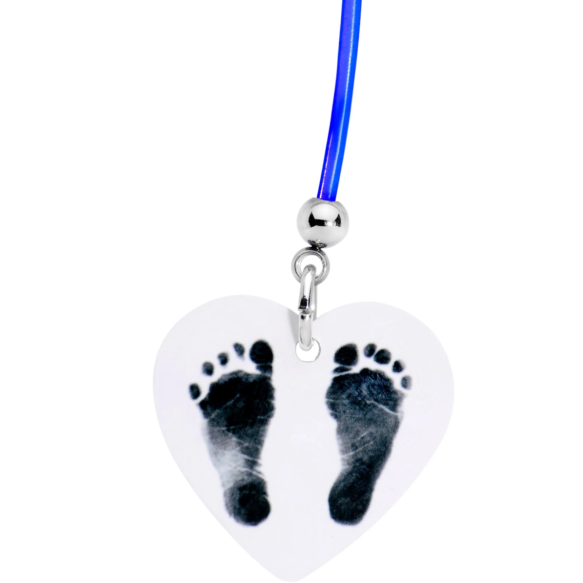Handcrafted Blue Precious Footprints Dangle Pregnancy Belly Ring - Image 2