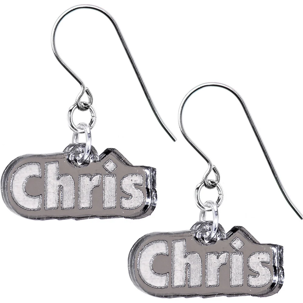 Handcrafted Custom No 3  Lucite Personalized Name Earrings