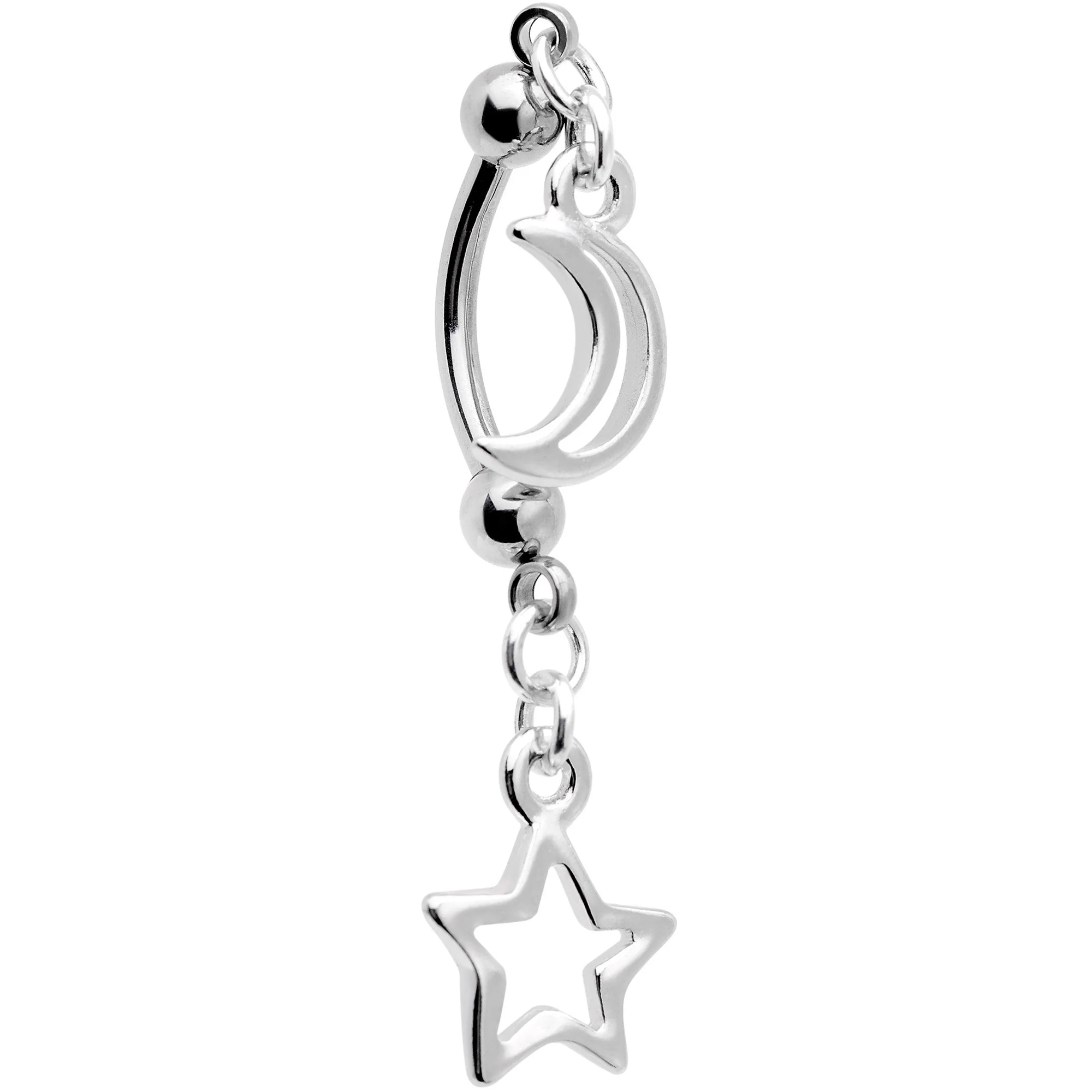 Handcrafted Hollow Moon Star Double Mount Reversible Belly Ring - Image 2