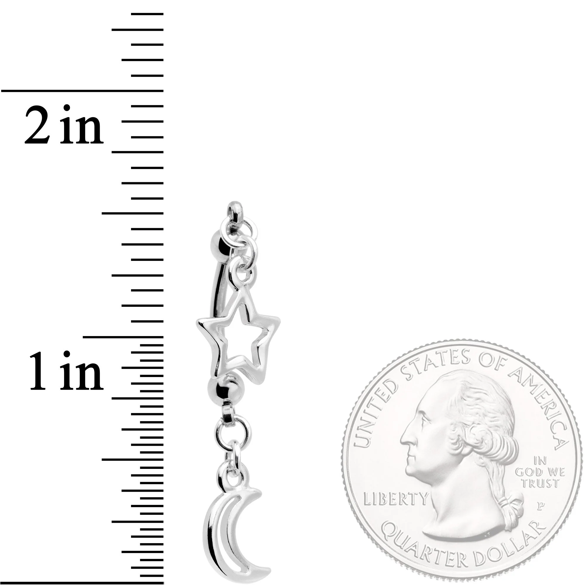 Handcrafted Hollow Moon Star Double Mount Reversible Belly Ring - Image 4