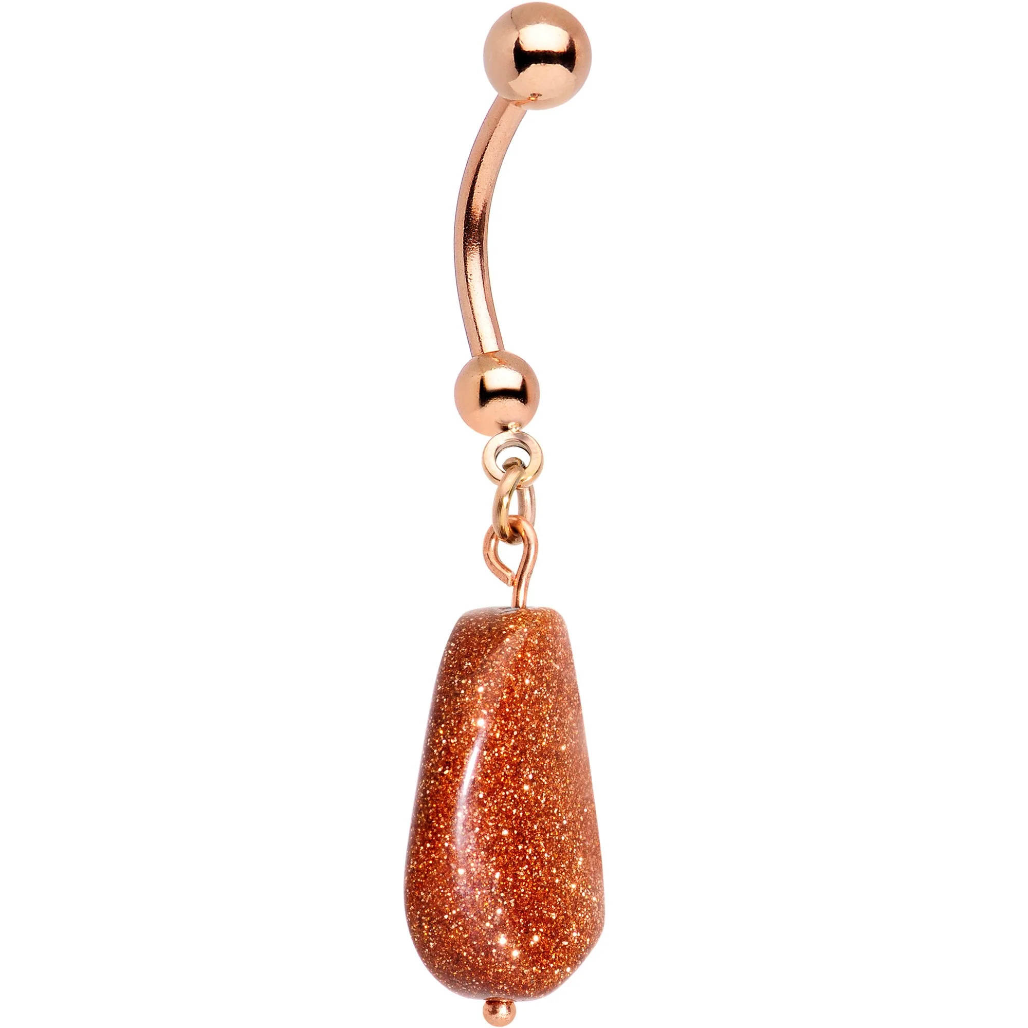 Handcrafted Natural Goldstone Earthy Elegance Dangle Belly Ring - Image 2