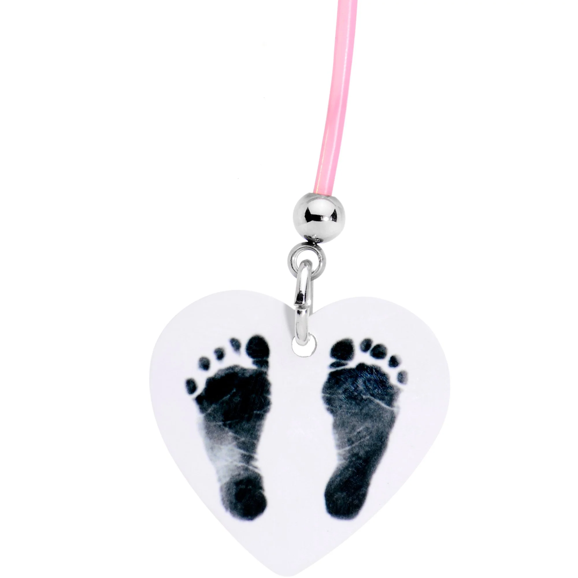 Handcrafted Pink Precious Footprints Dangle Pregnancy Belly Ring - Image 2