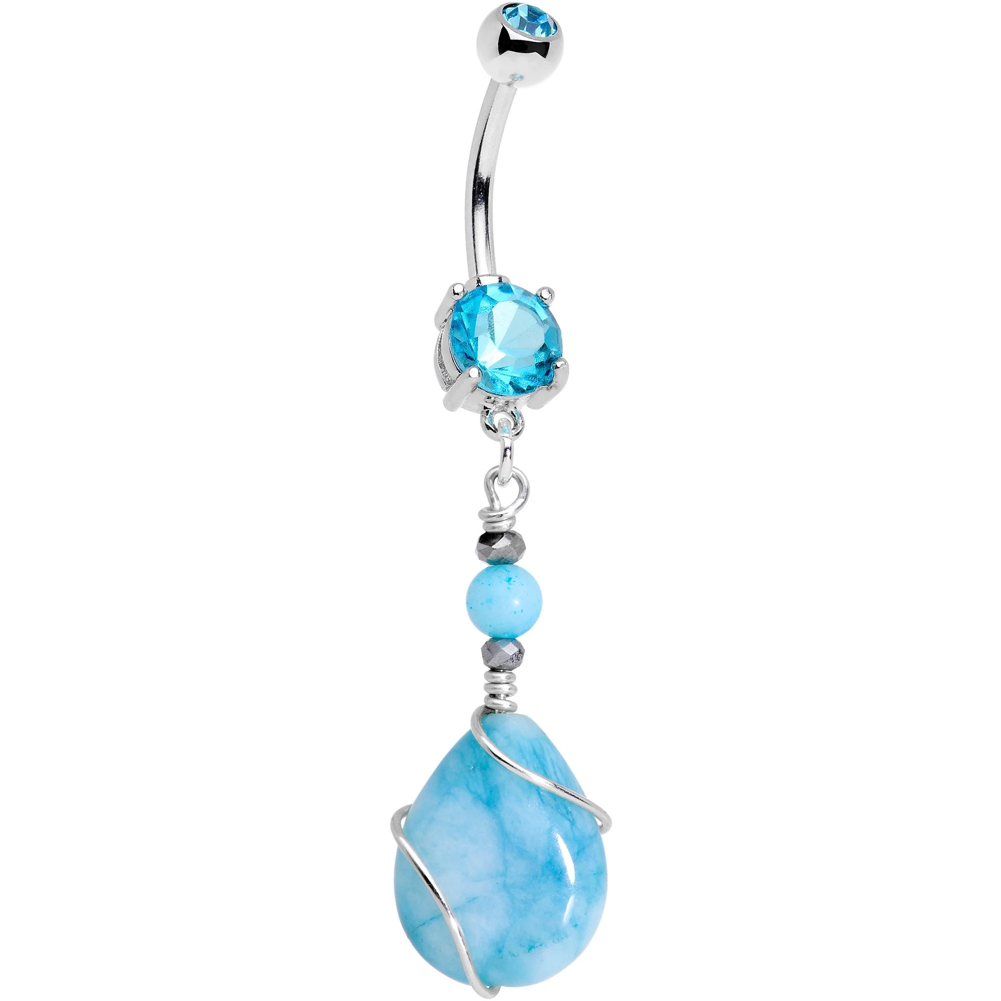 Handcrafted Quartz Agate Stone Woods Witch Dangle Belly Ring