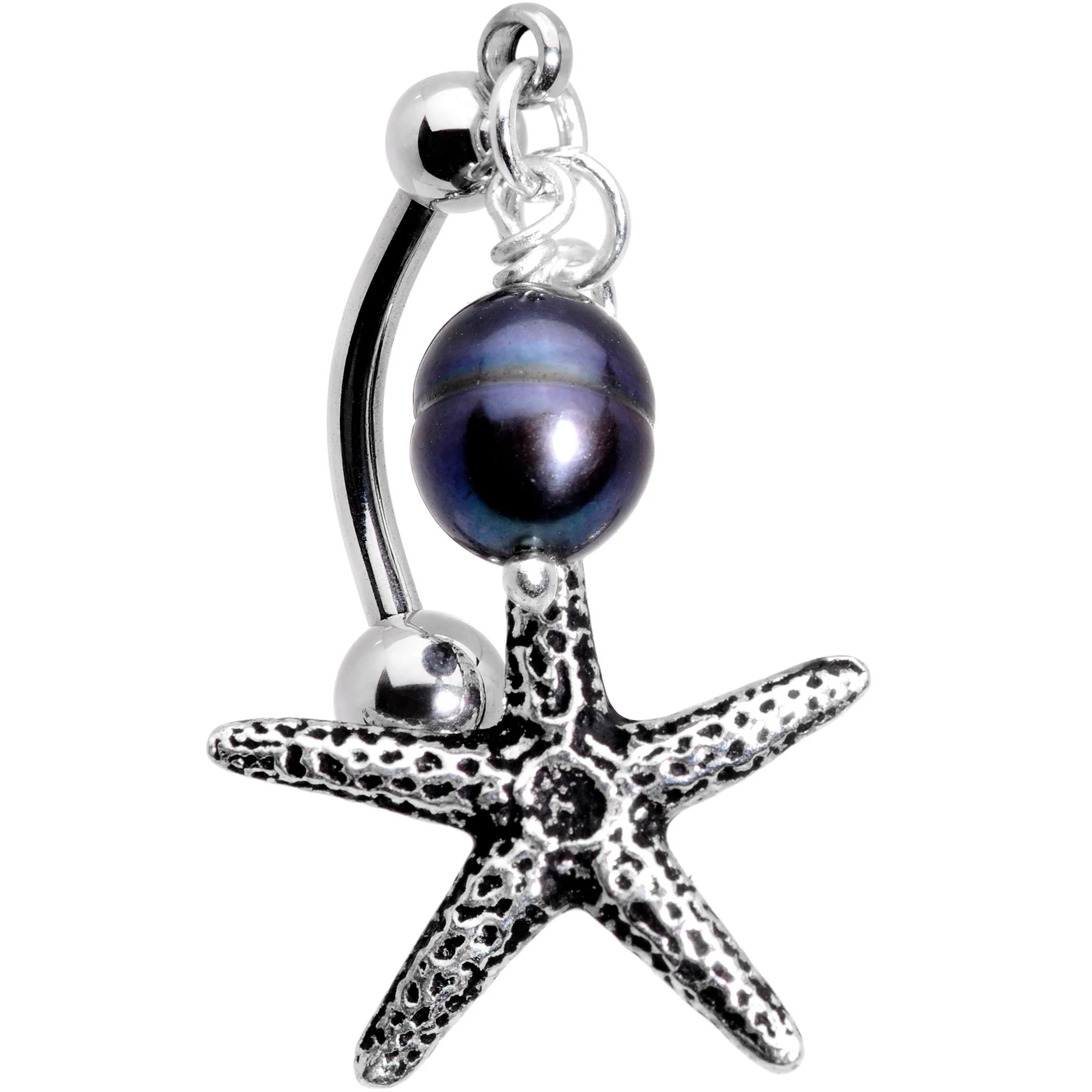 Handcrafted Seaside Starfish Dangle Belly Ring - Image 2
