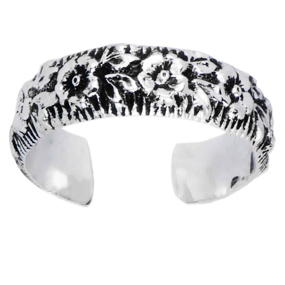 Handcrafted Sterling Silver Flower Toe Ring