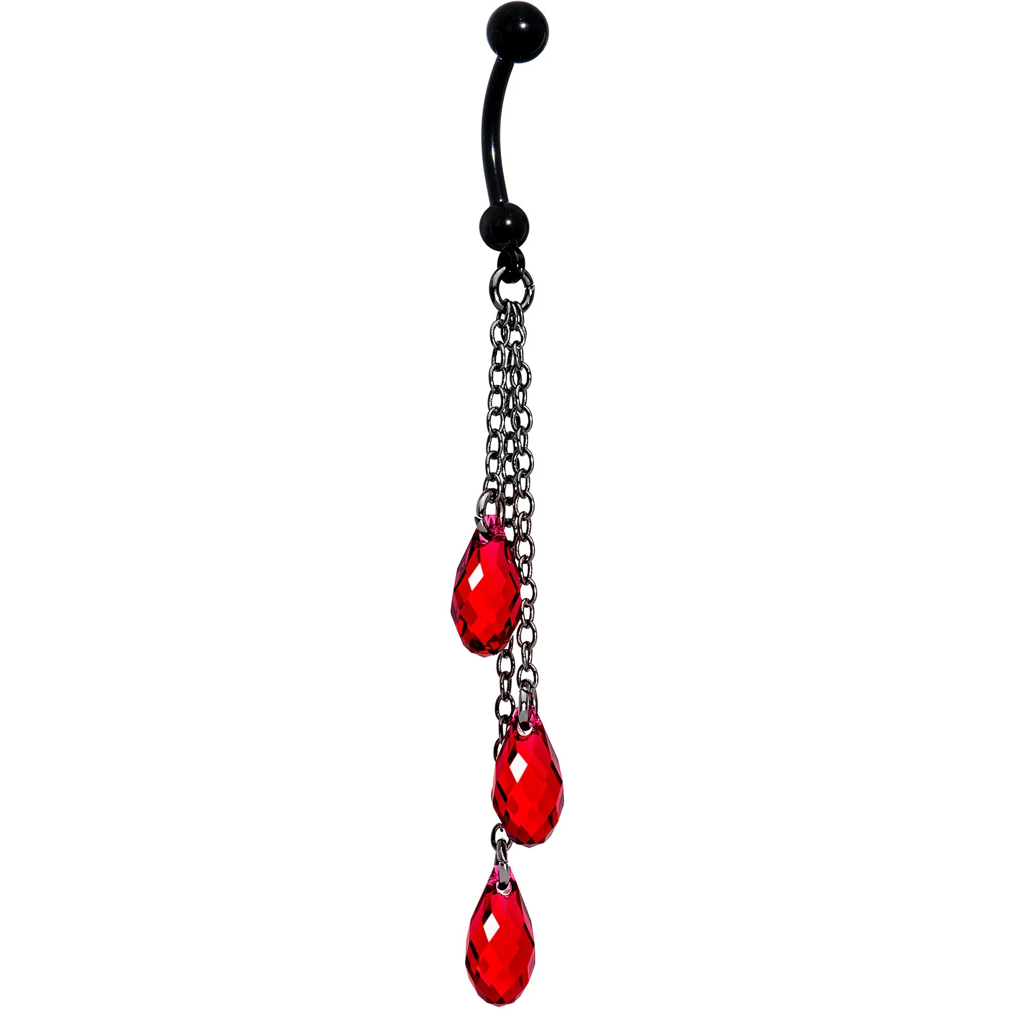 Handcrafted Vampire Drop Belly Ring Created with Crystals