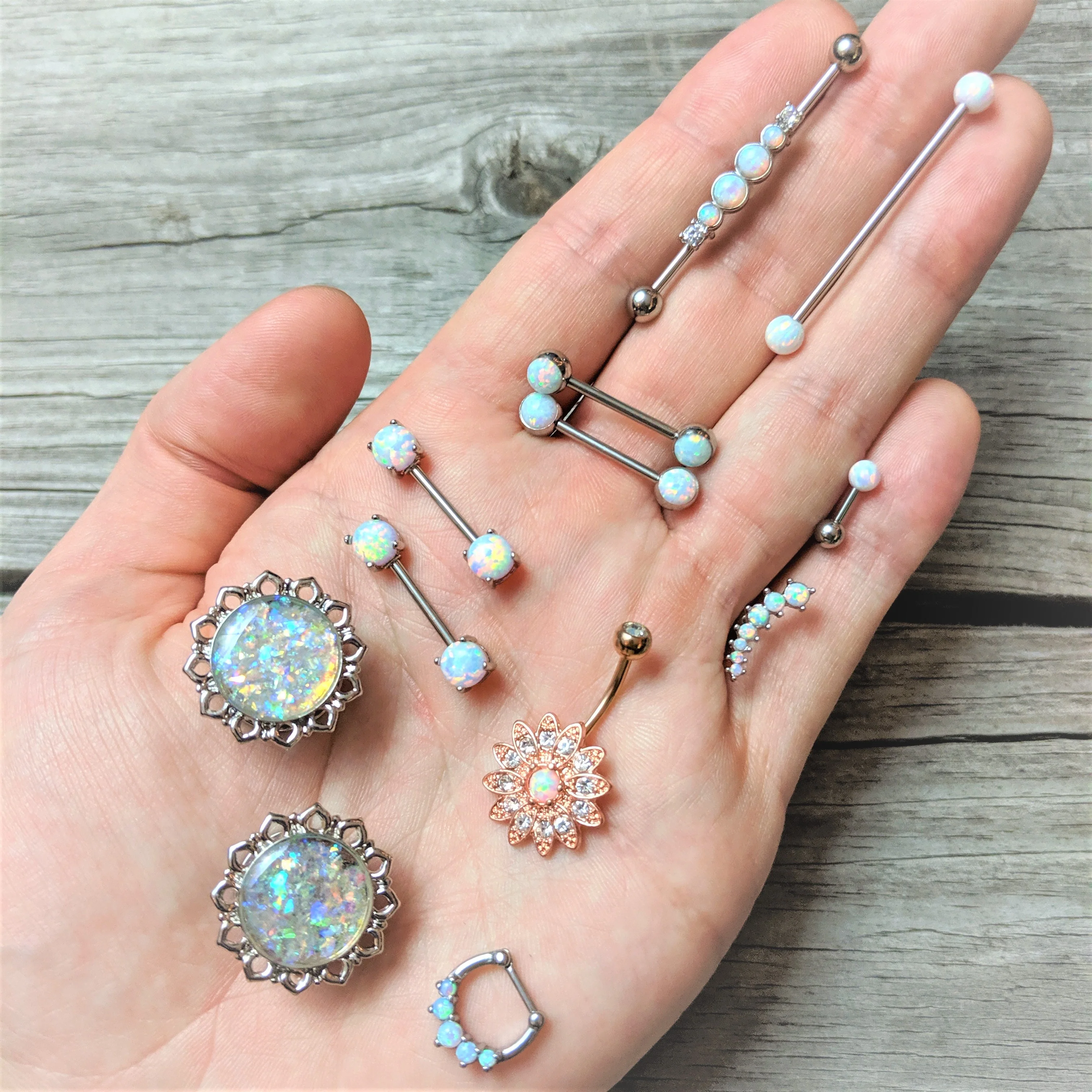 Handcrafted White Faux Opal Mandala Screw Fit Plug Set Sizes 8mm to 20mm - Image 2