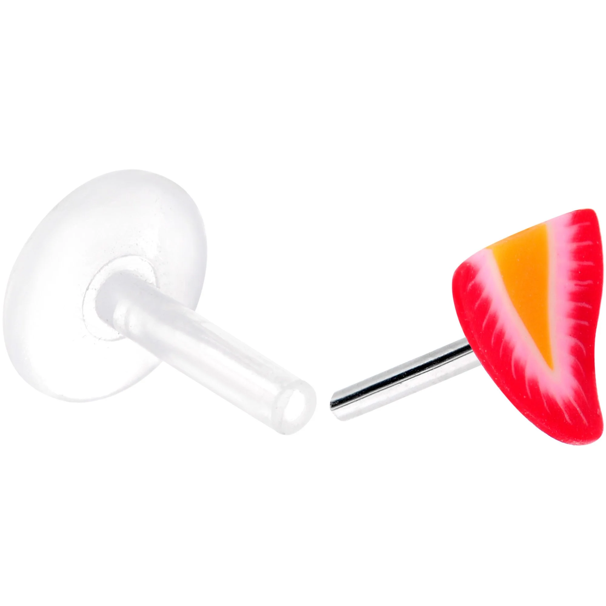 Handmade 1/4 5/16 Bioplast Red Strawberry Push In Cartilage Earring - Image 3