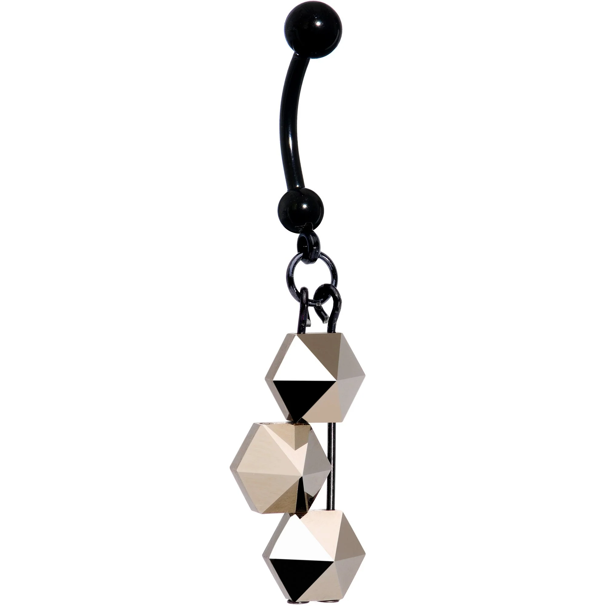 Handmade Geometric Black Belly Ring Created with Crystals - Image 2