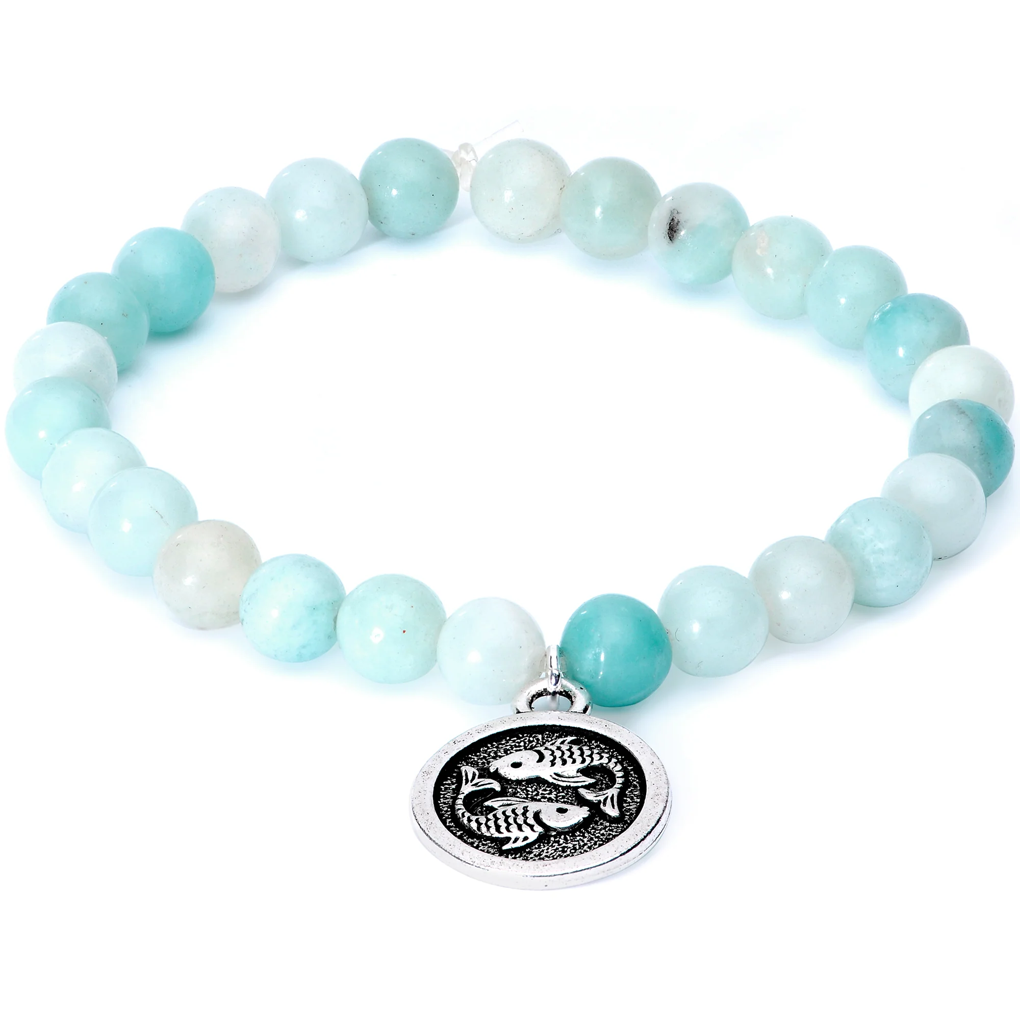 Handmade Lava Stone Amazonite Pisces Zodiac Bracelet Set of 2 - Image 3