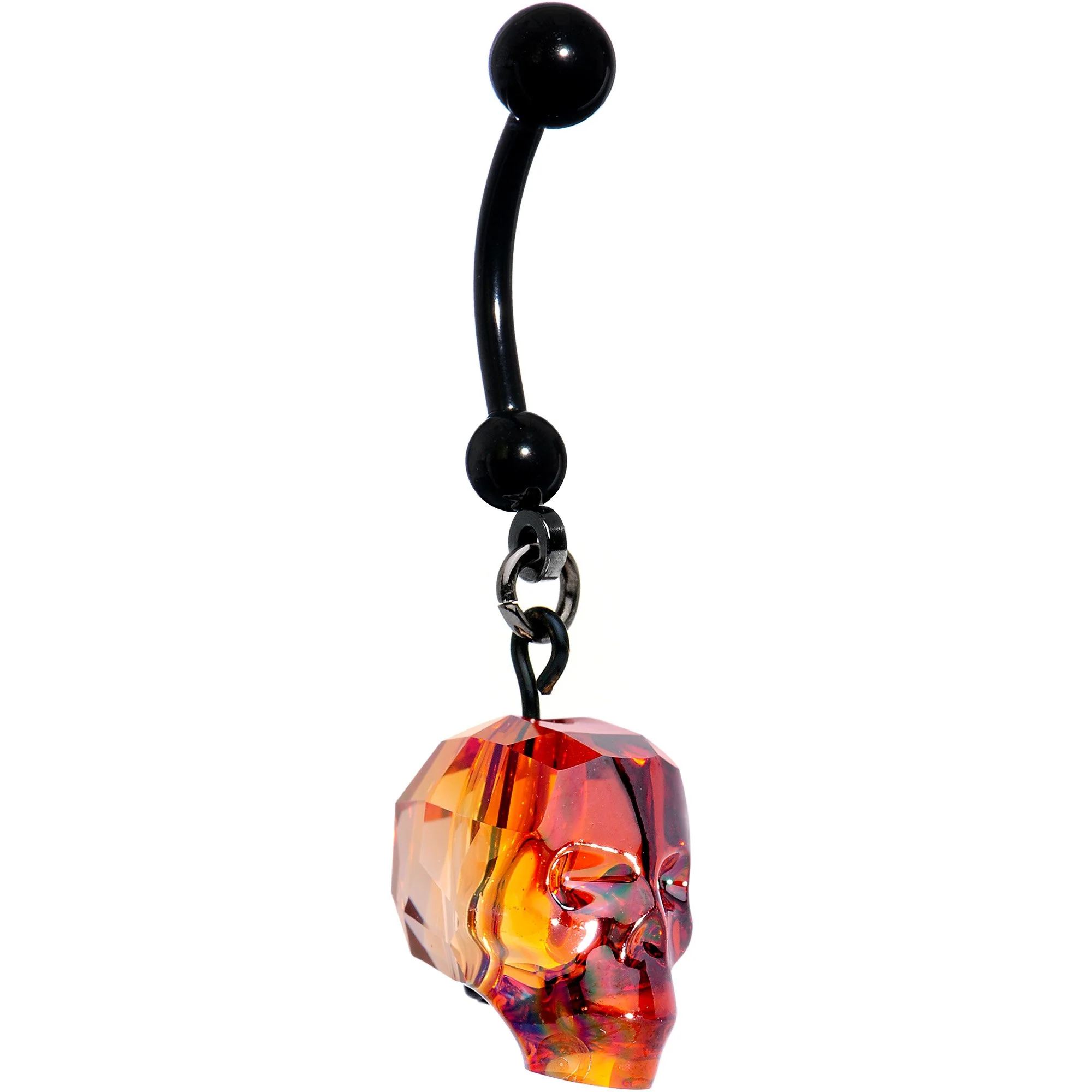 Handmade Red Skull Dangle Belly Ring Created with Crystals - Image 2