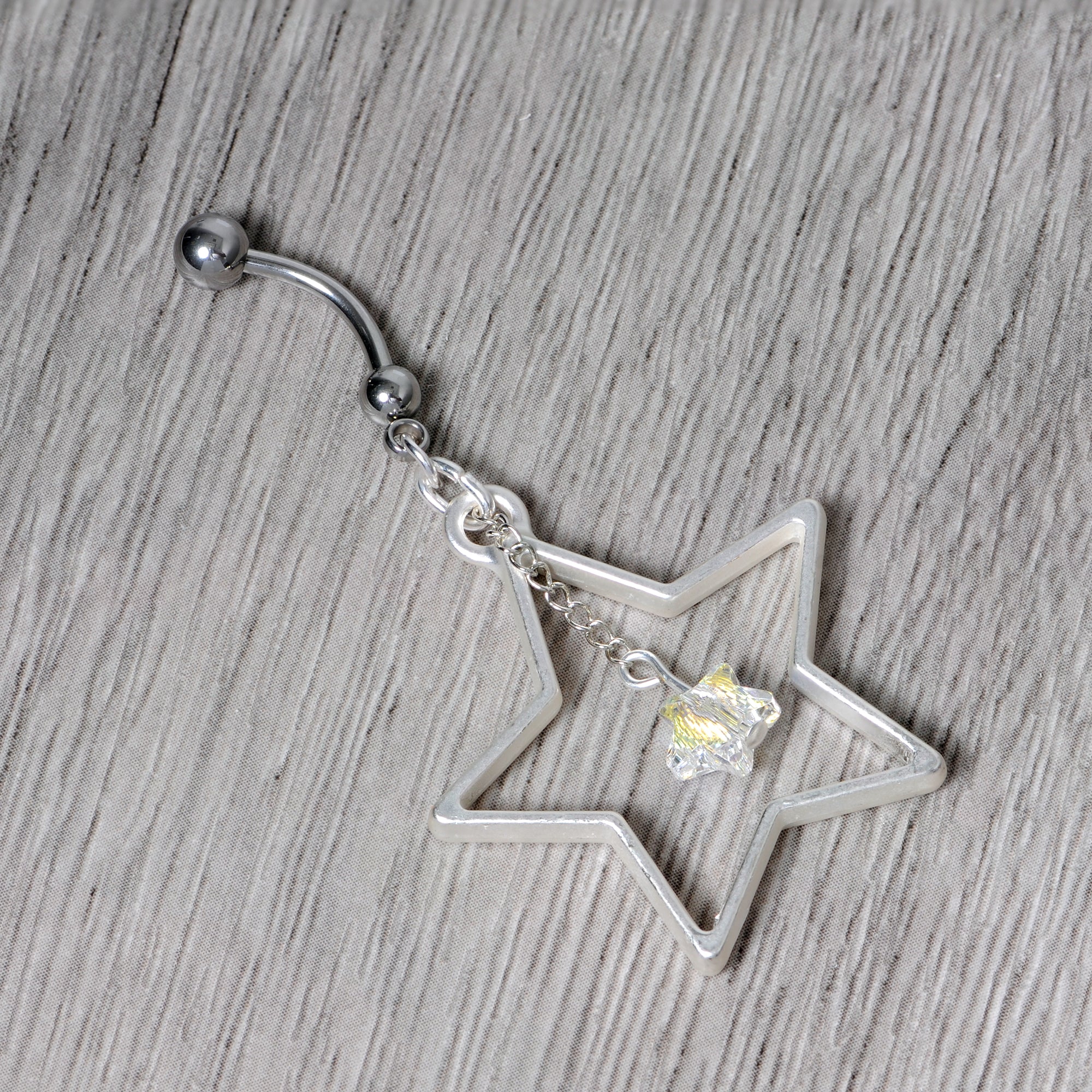Handmade Starlight Dangle Belly Ring Created with Crystals - Image 5