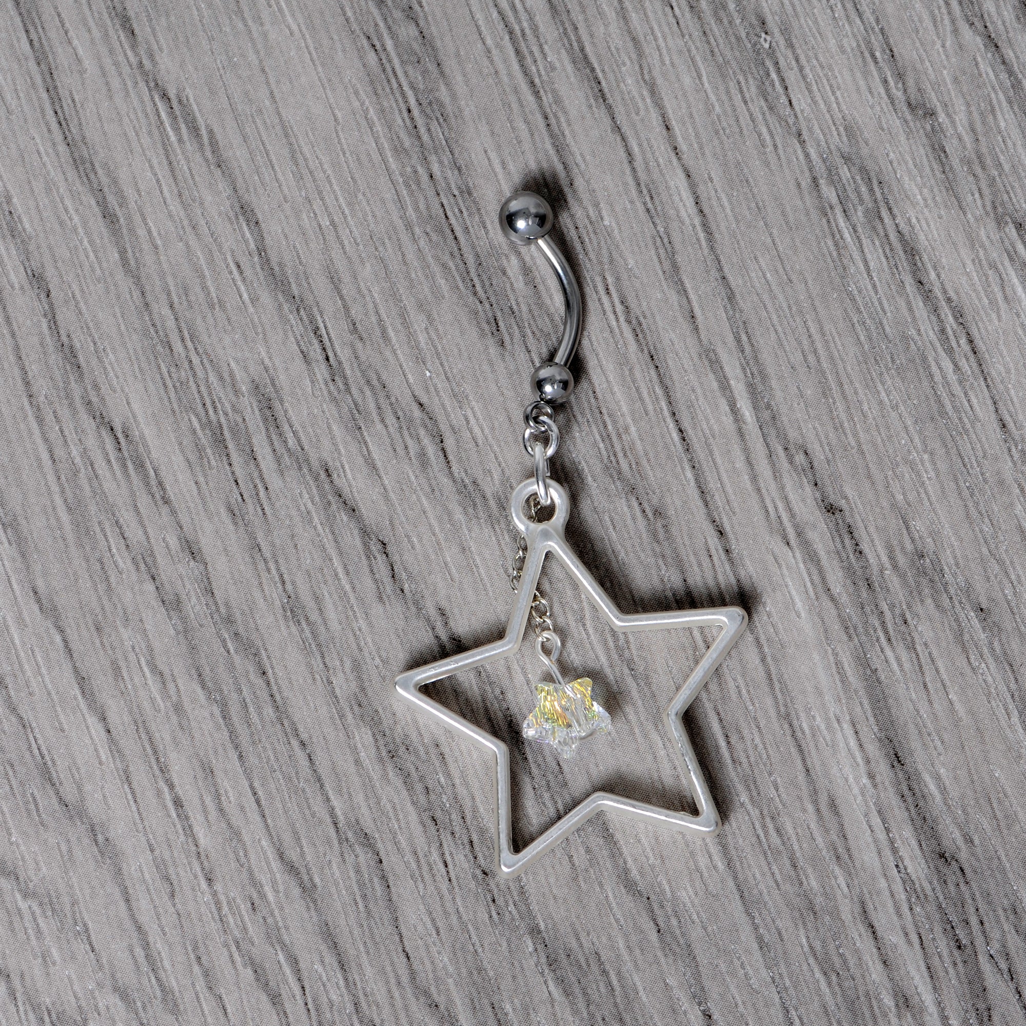 Handmade Starlight Dangle Belly Ring Created with Crystals - Image 6