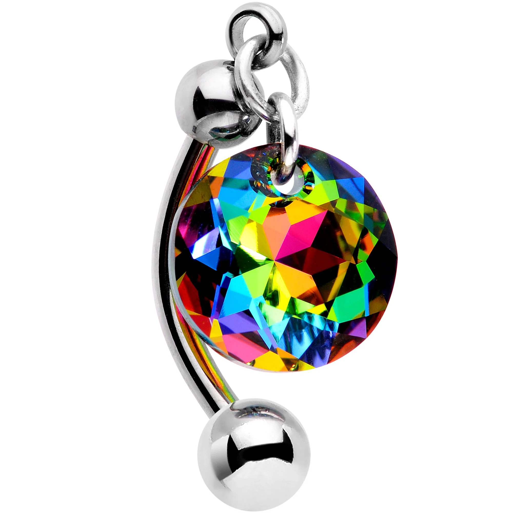 Handmade Vitrail Top Mount Belly Ring Created with Crystals