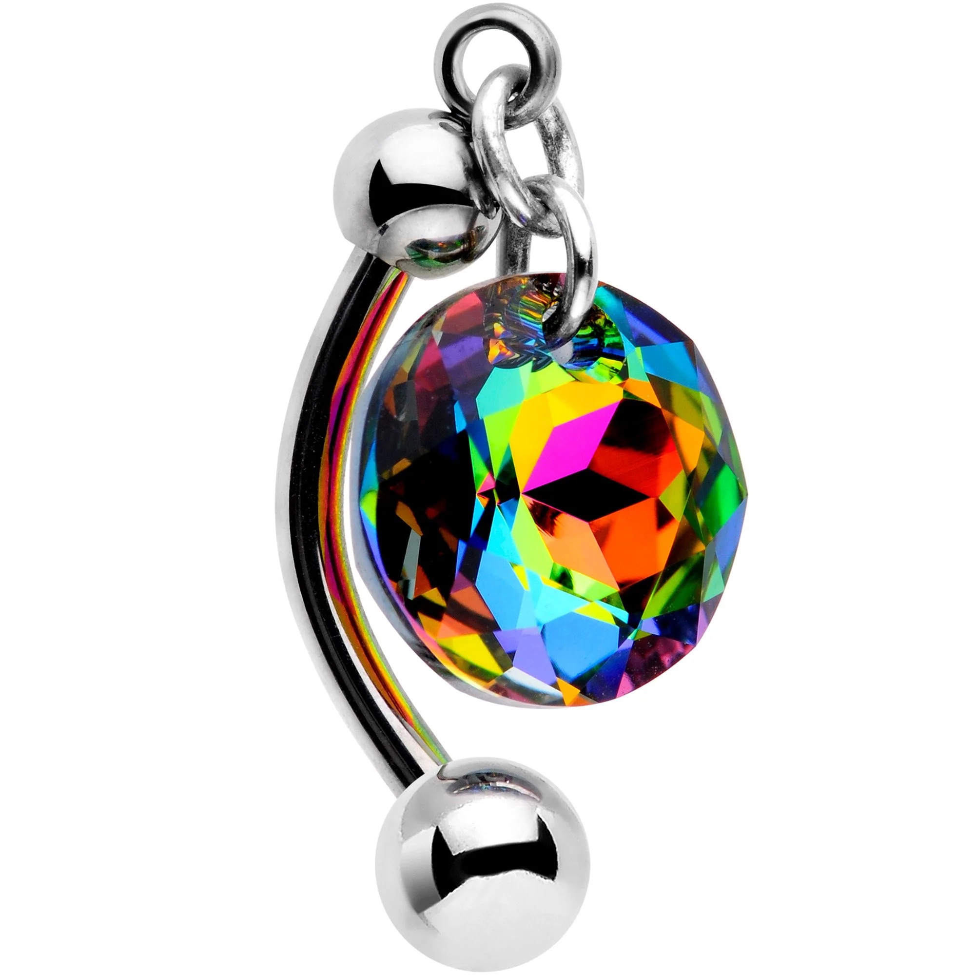 Handmade Vitrail Top Mount Belly Ring Created with Crystals - Image 2