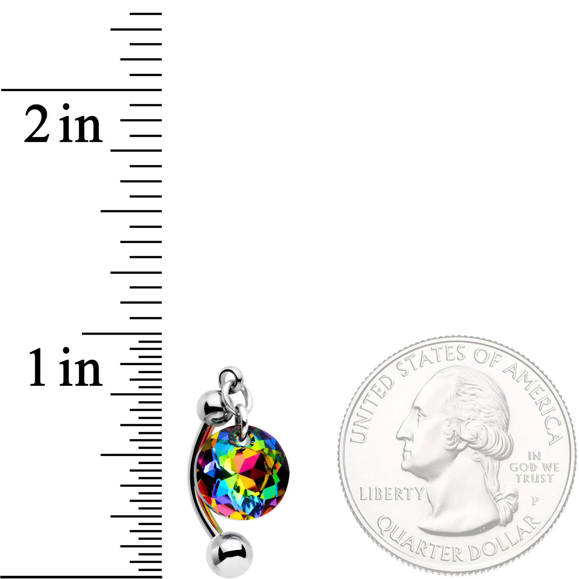 Handmade Vitrail Top Mount Belly Ring Created with Crystals - Image 3