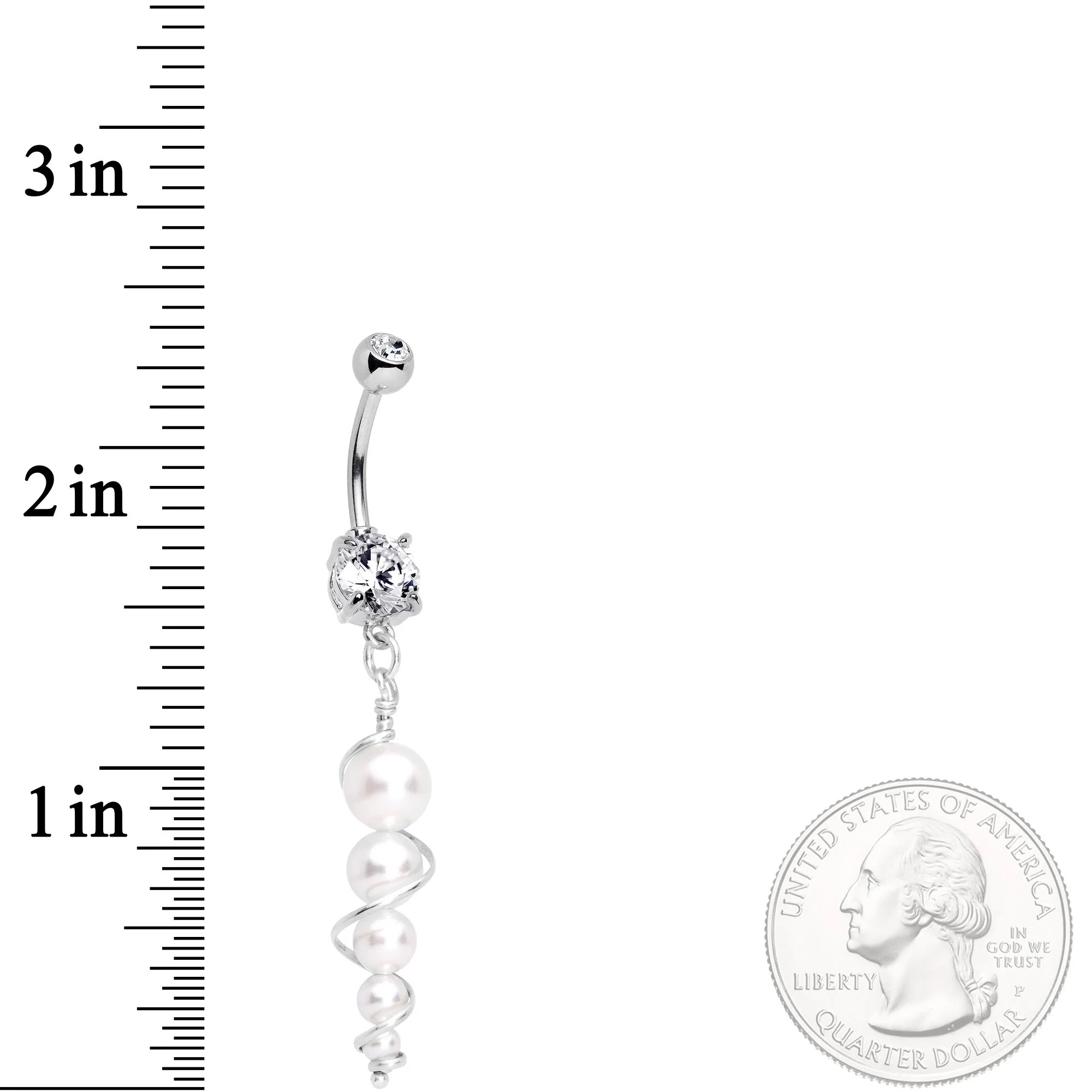 Handmade White Orb Dangle Belly Ring Created with Crystals - Image 2