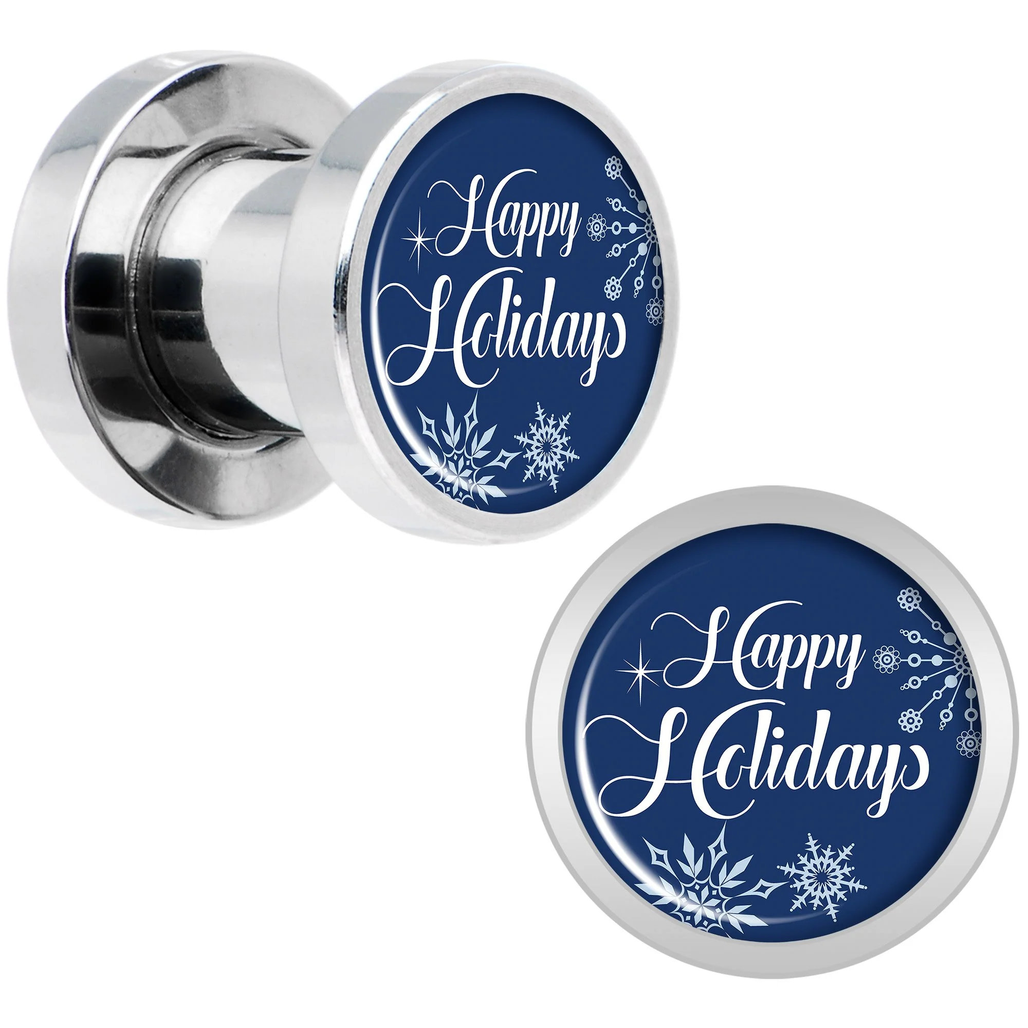 Happy Holidays Snowflake Screw Fit Plug Set Sizes 6mm to 20mm - Image 2